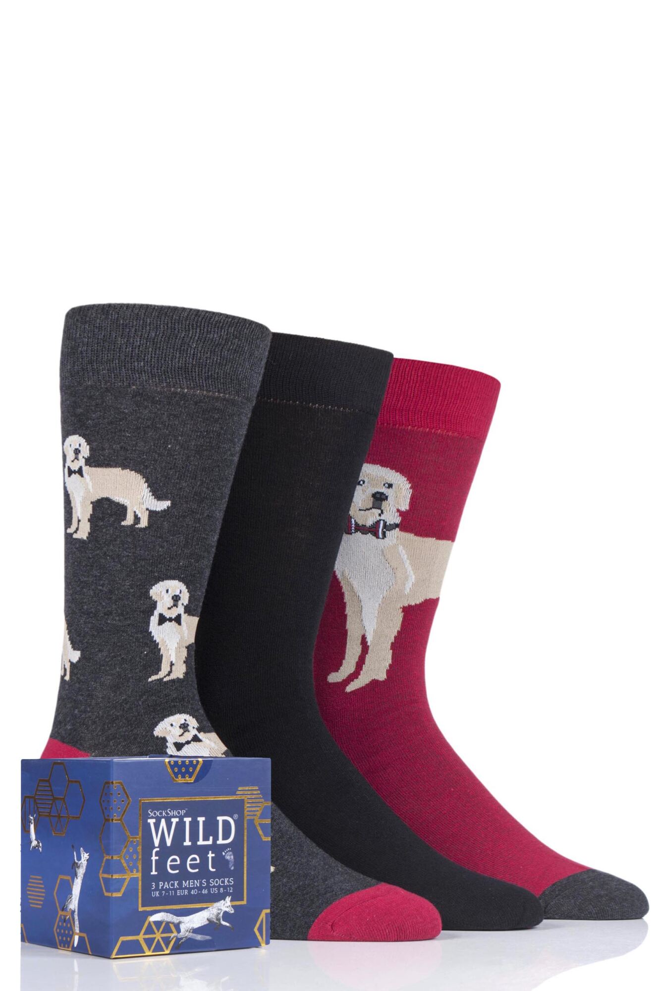 3 Pair Gift Boxed Novelty Cotton Socks Men's - Wild Feet