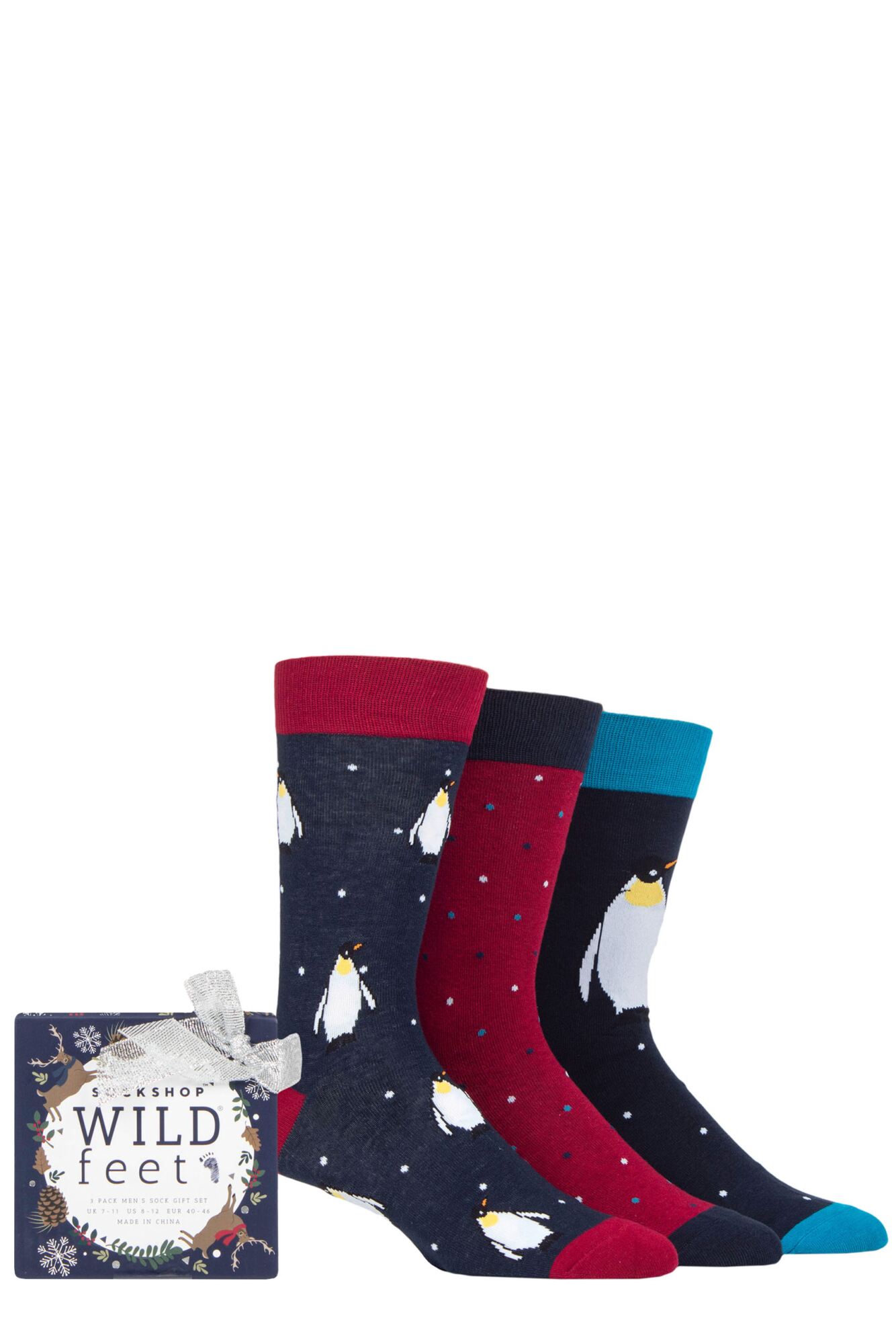 Mens 3 Pair SOCKSHOP Wild Feet Penguin Gift Boxed Socks