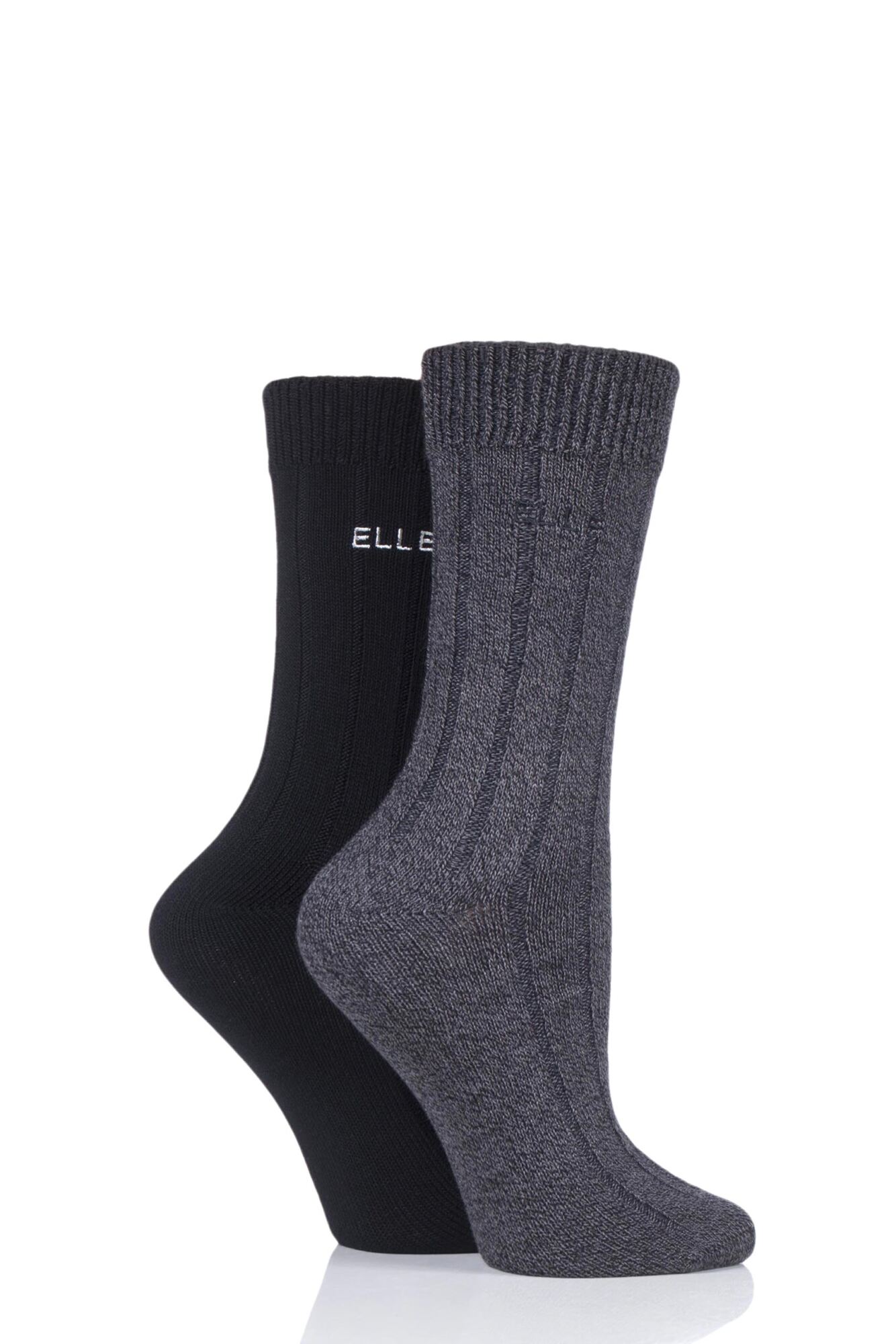 2 Pair Ribbed Bamboo Boot Socks Ladies - Elle