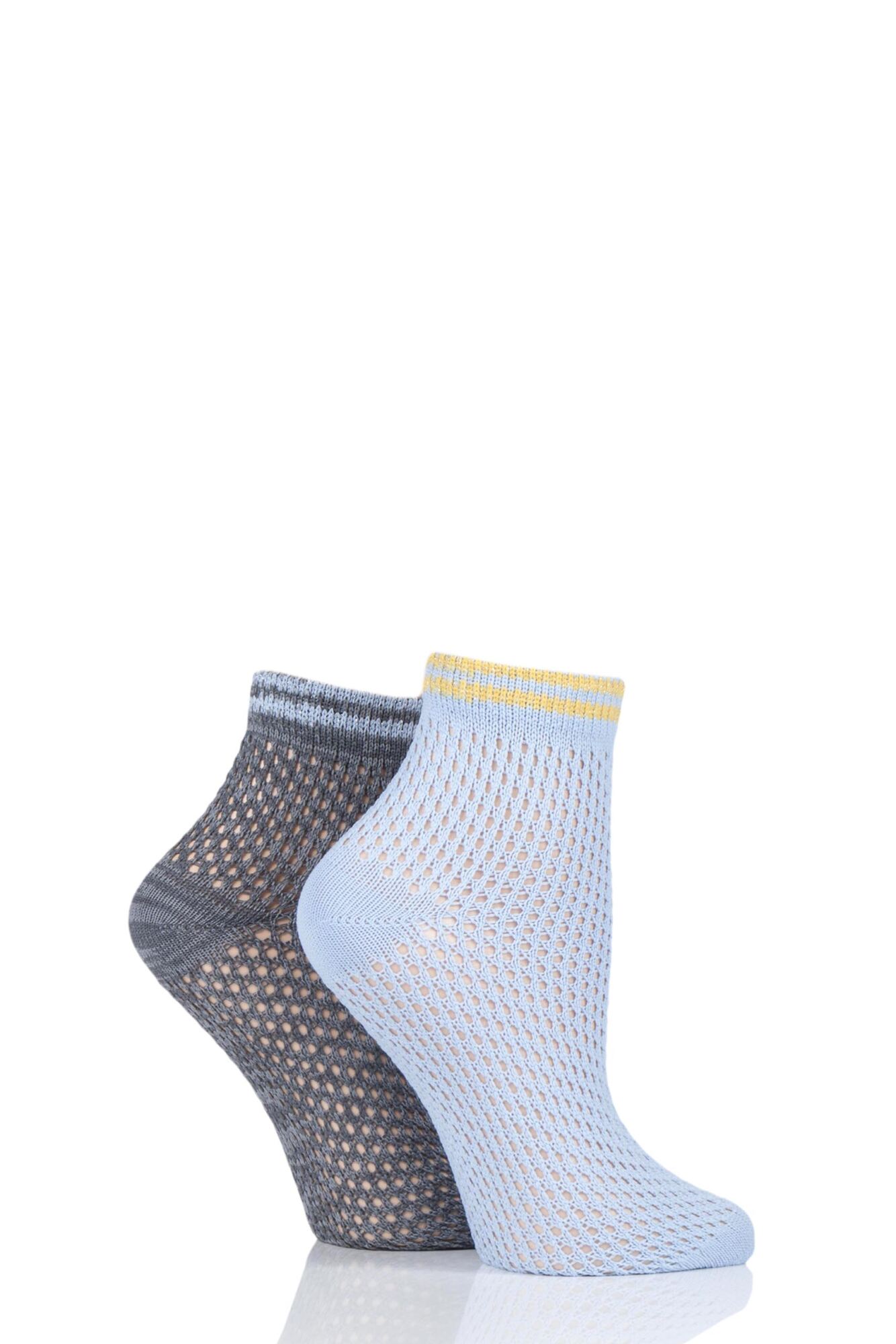 2 Pair Soft Net Sporty Anklet Socks Ladies - Elle