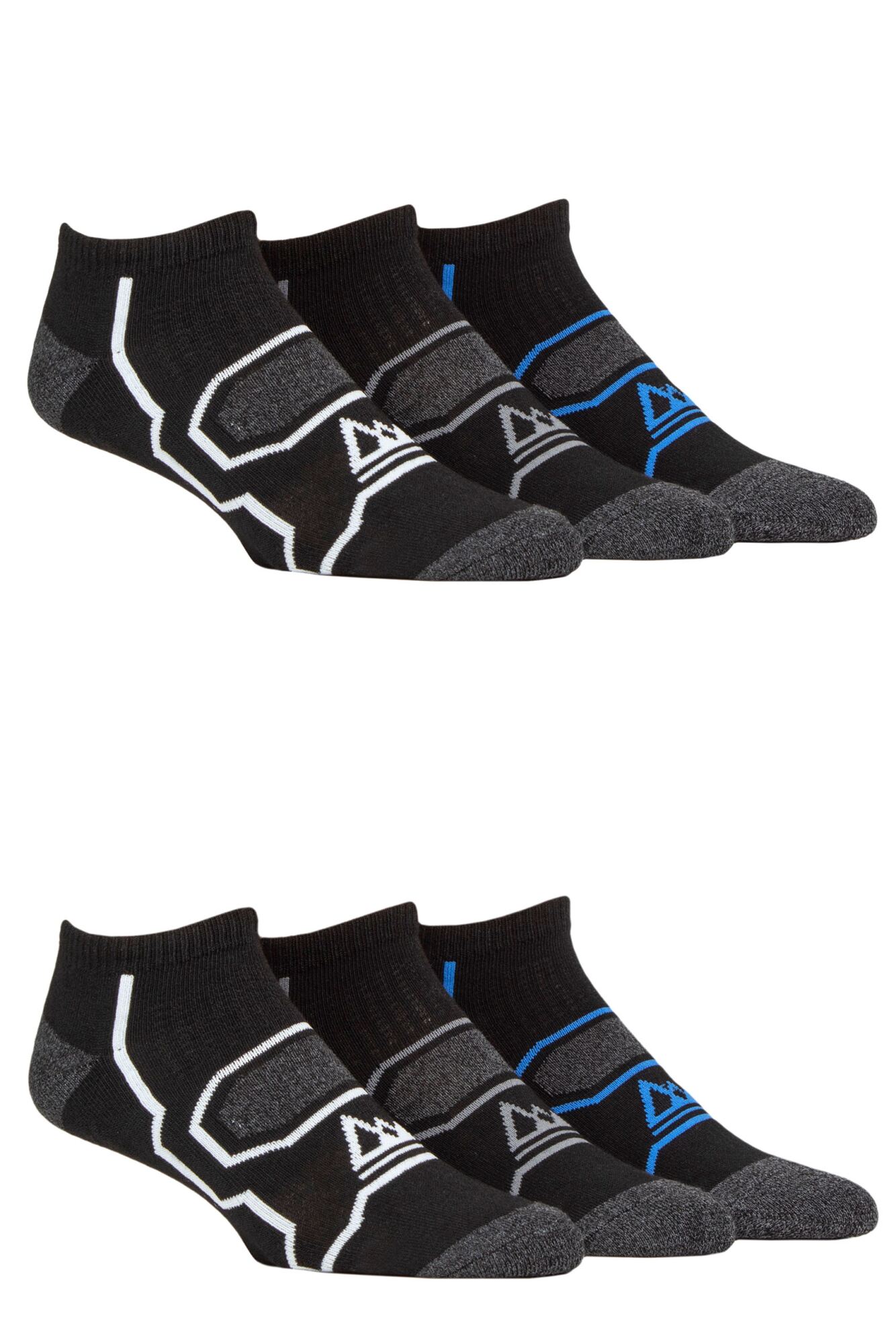 6 PAIR PERFORMANCE TRAINER SOCKS MEN'S - STORM BLOC