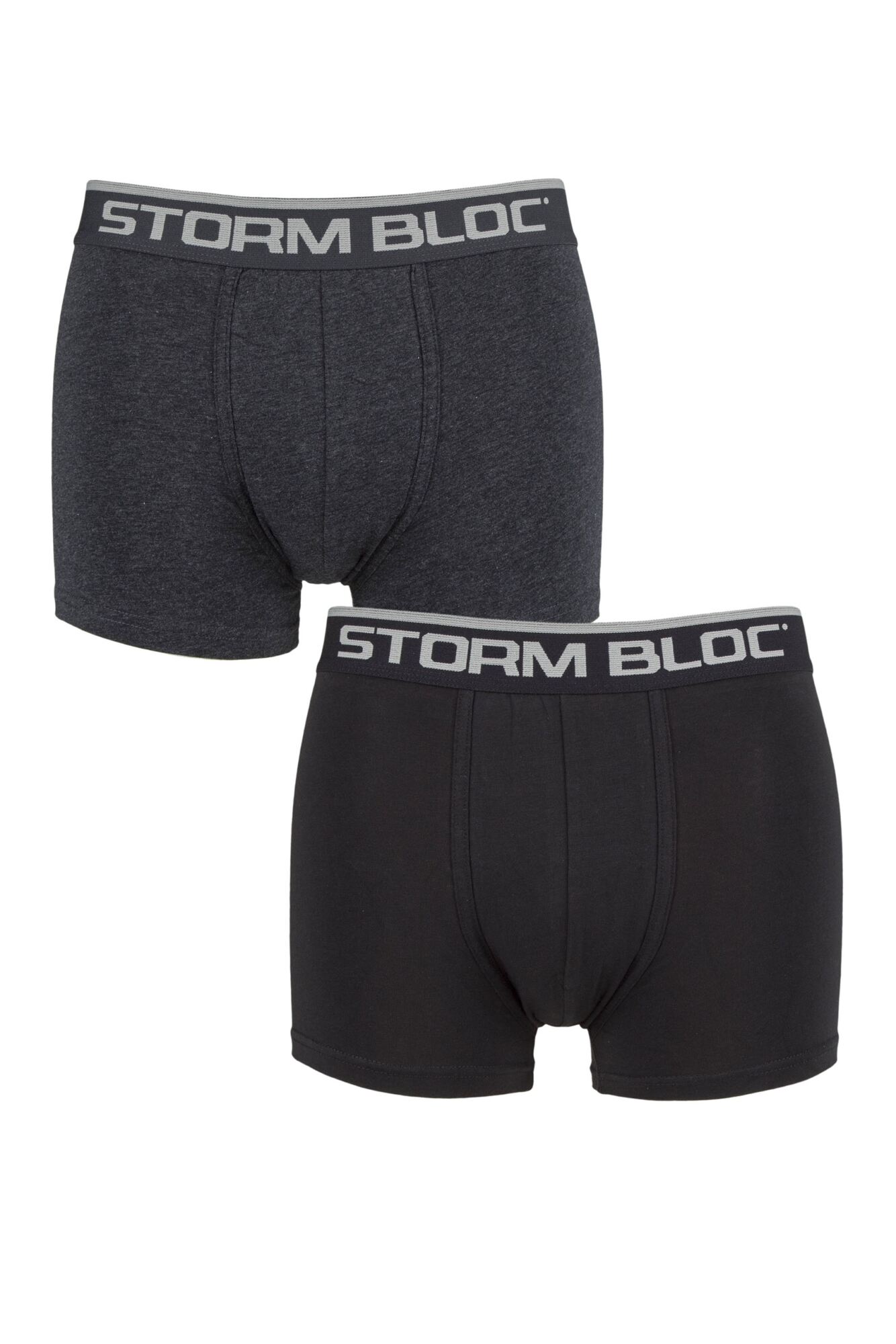 Mens 2 Pack Storm Block Cotton Rich Fitted Trunks