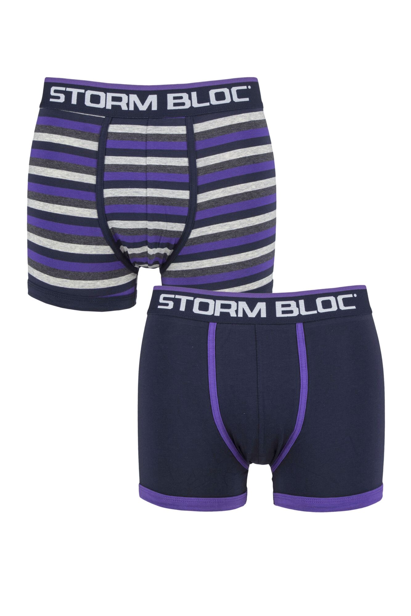 Storm Bloc Mens 2 Pair Cotton Rich Stripe Trunks