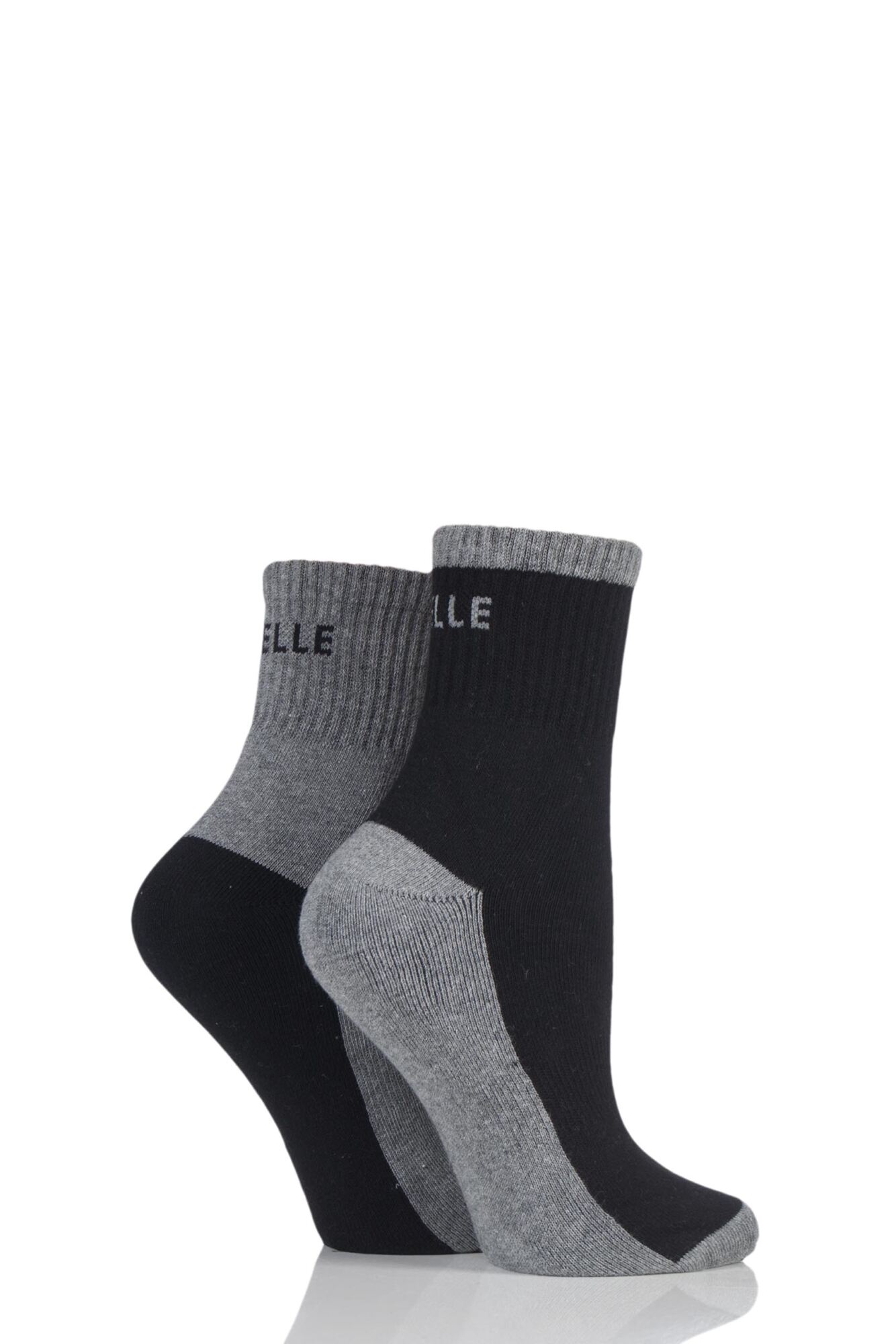 2 Pair Sports Cushioned Ankle Socks Ladies - Elle