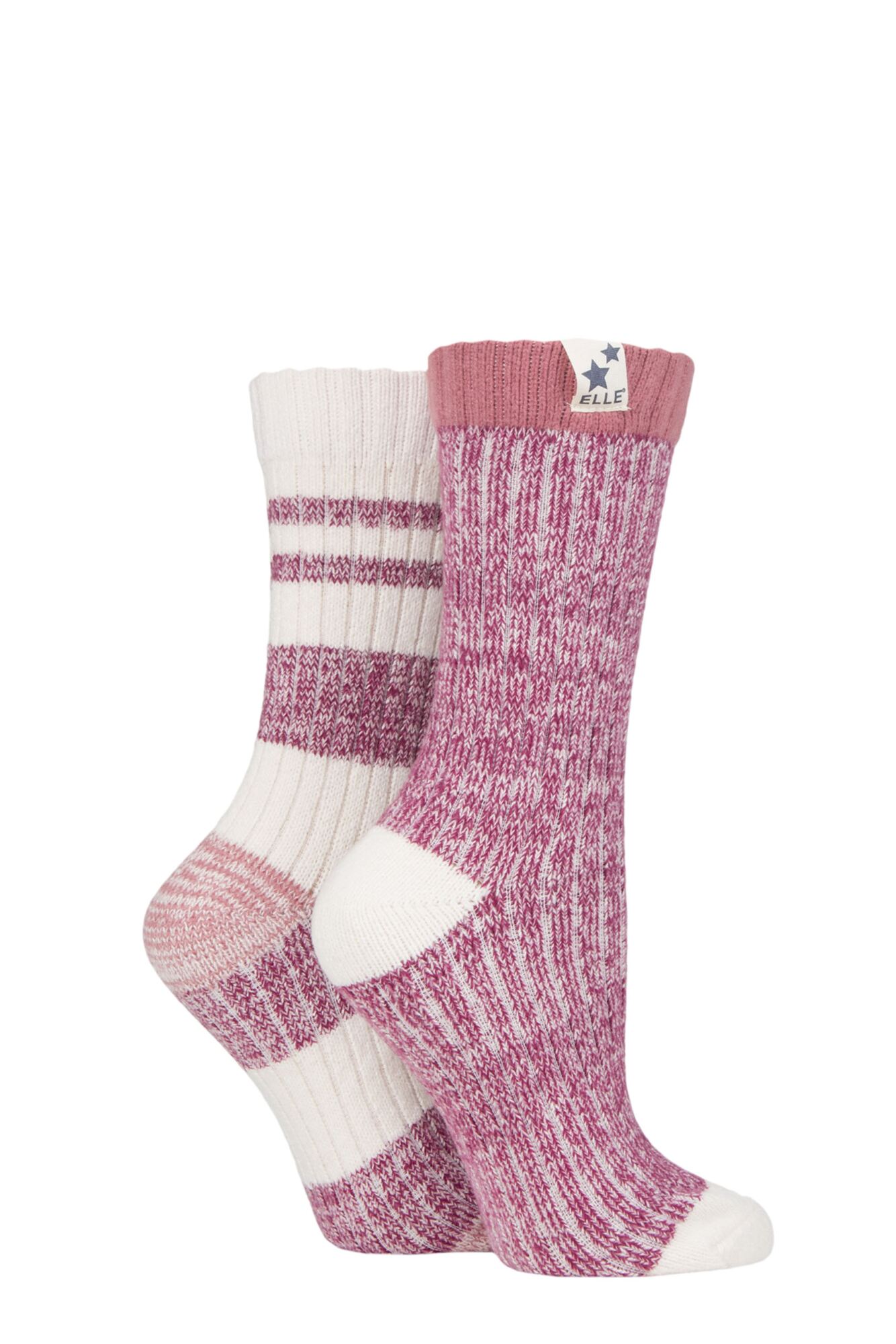 LADIES 2 PAIR ELLE SOFT RIBBED BOOT SOCKS