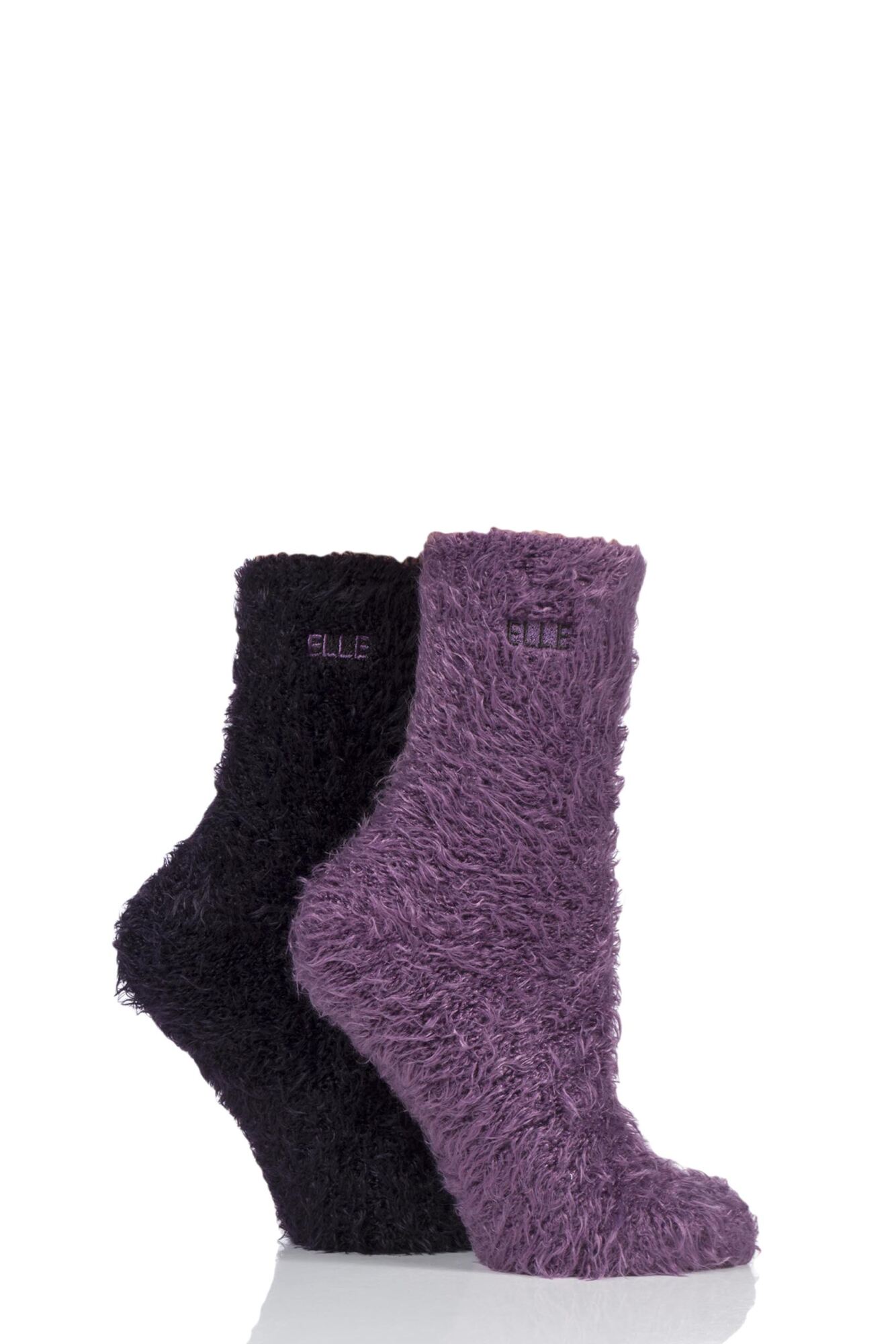 2 Pair Teddy Feather Bed Socks Ladies - Elle