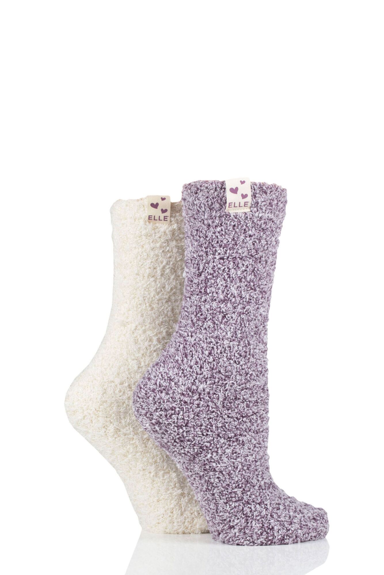 2 Pair Two Tone Soft And Cosy Bed Socks Ladies - Elle