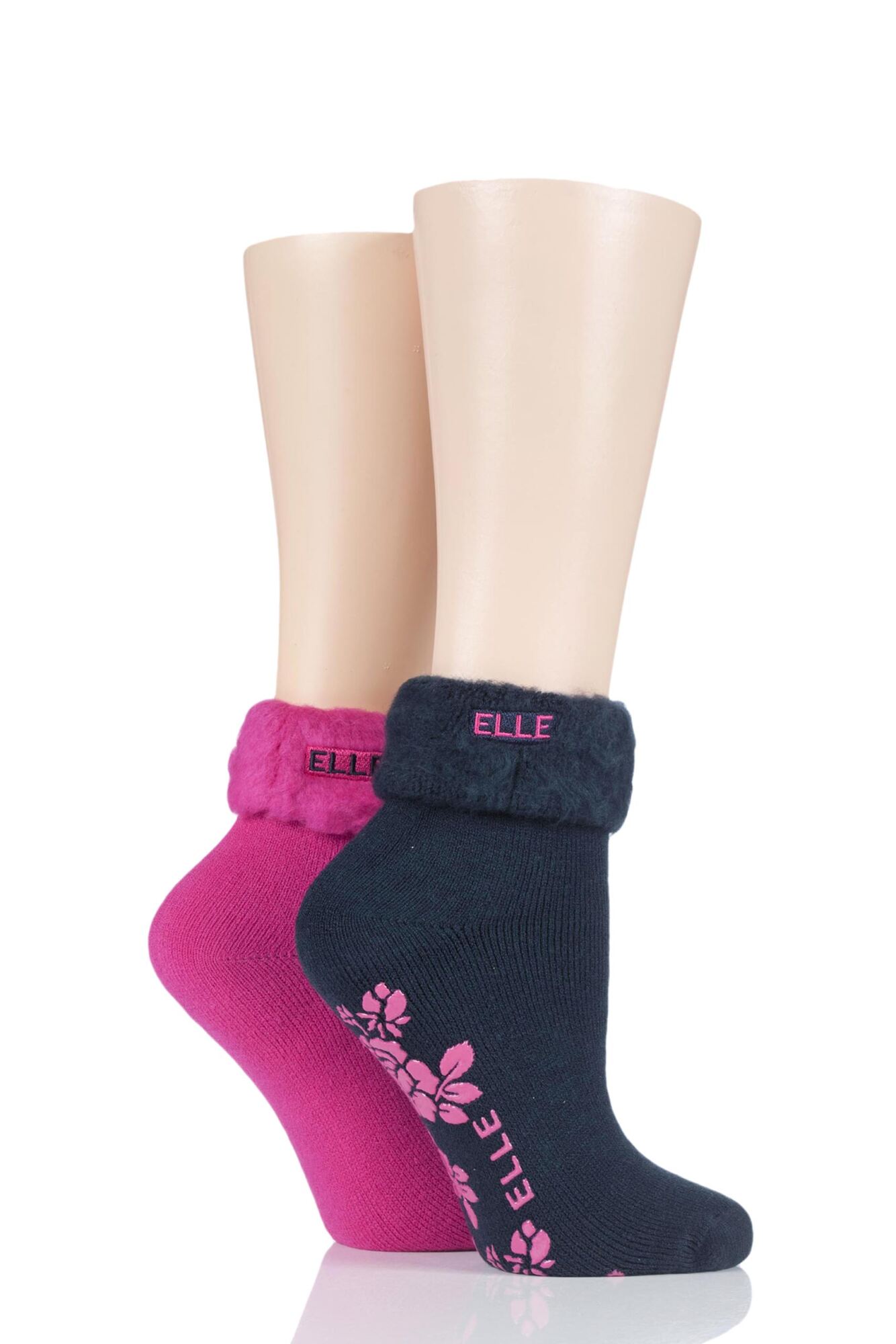 Ladies 2 Pair Elle Thermal Bed and Slipper Socks