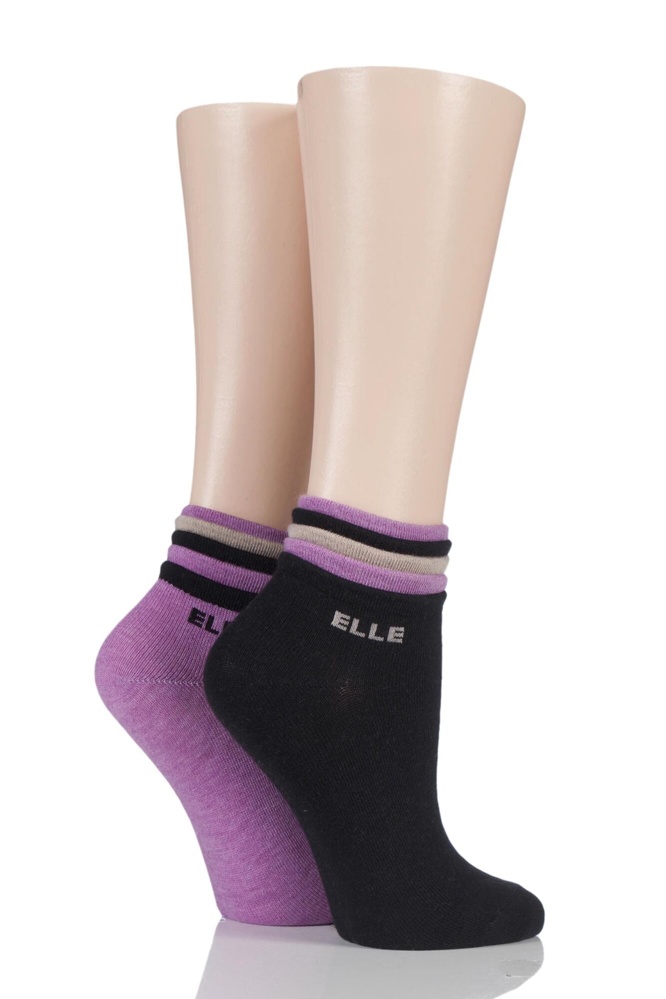 2 Pair Frilly Welt Cashmere Blend Ankle Socks Ladies - Elle