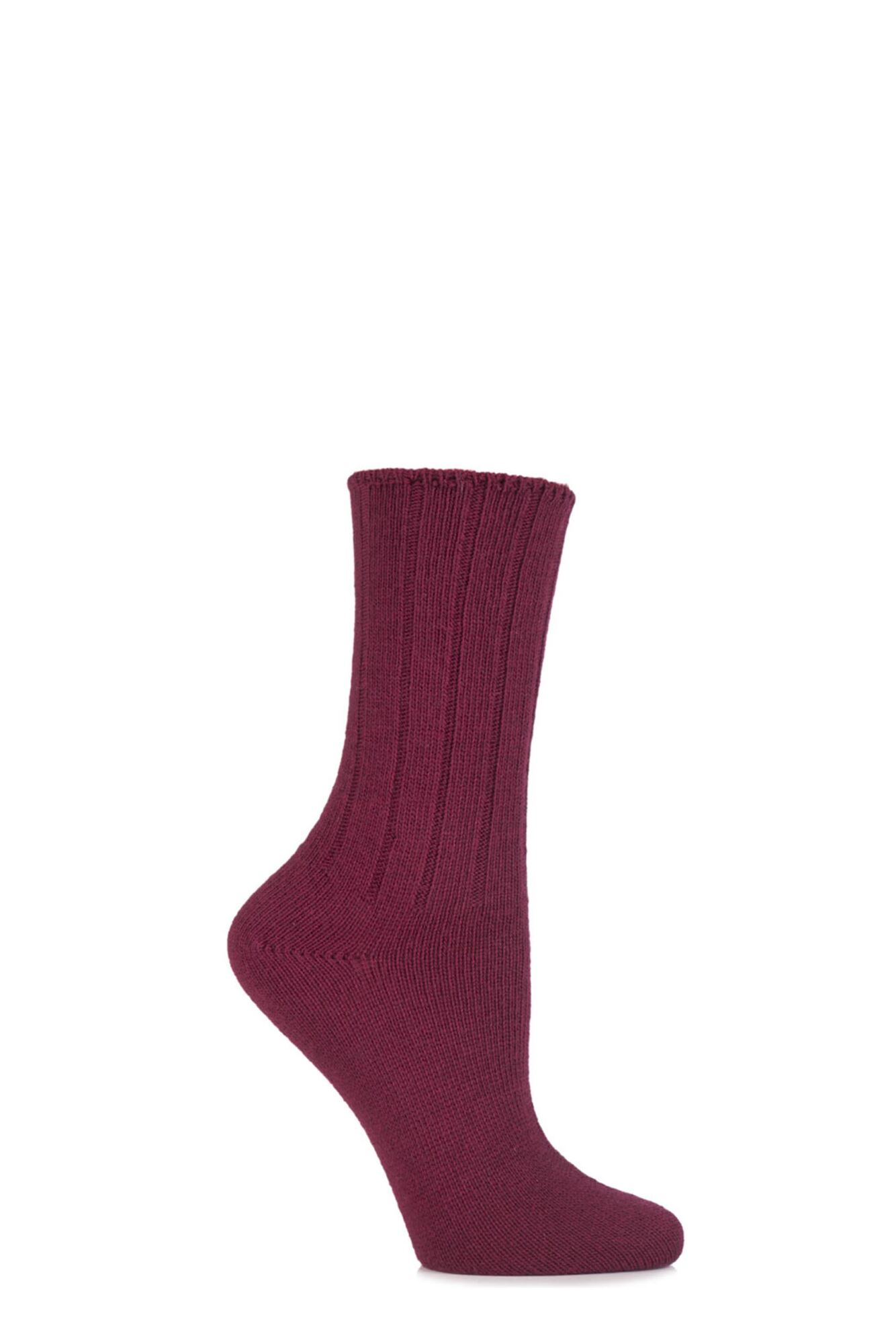 1 Pair Wool and Viscose Ribbed Bed Socks Ladies - Elle