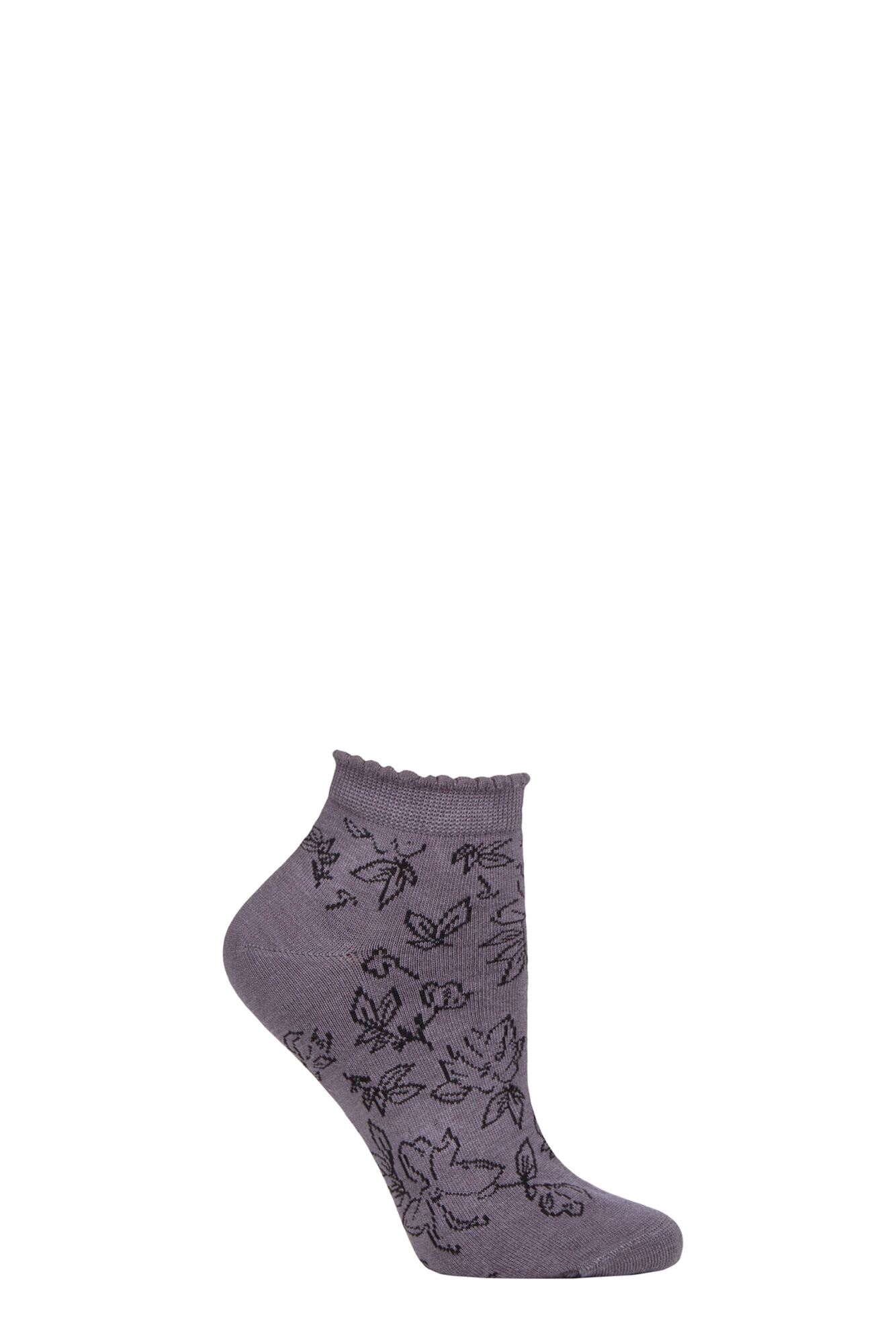 Ladies 1 Pair Thought Gollie Floral Bamboo and Organic Cotton Trainer Socks