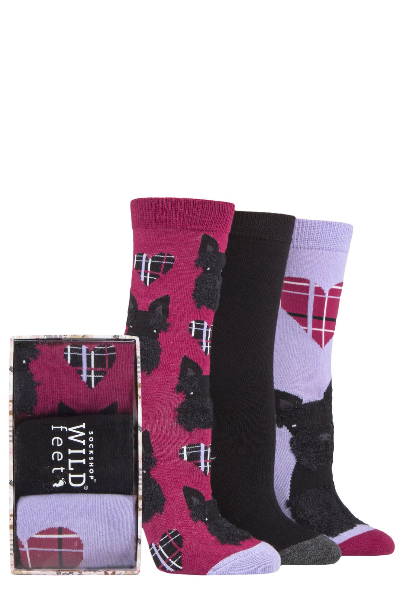 Ladies 3 Pair SOCKSHOP Wild Feet Dogs Gift Box