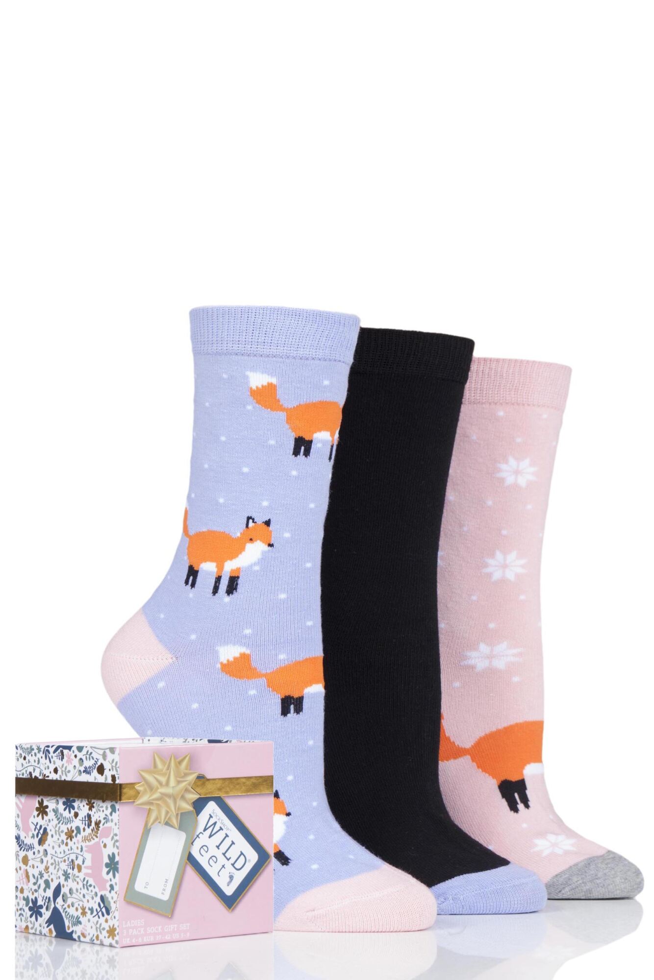 3 Pair Gift Boxed Novelty Cotton Socks Ladies - Wild Feet