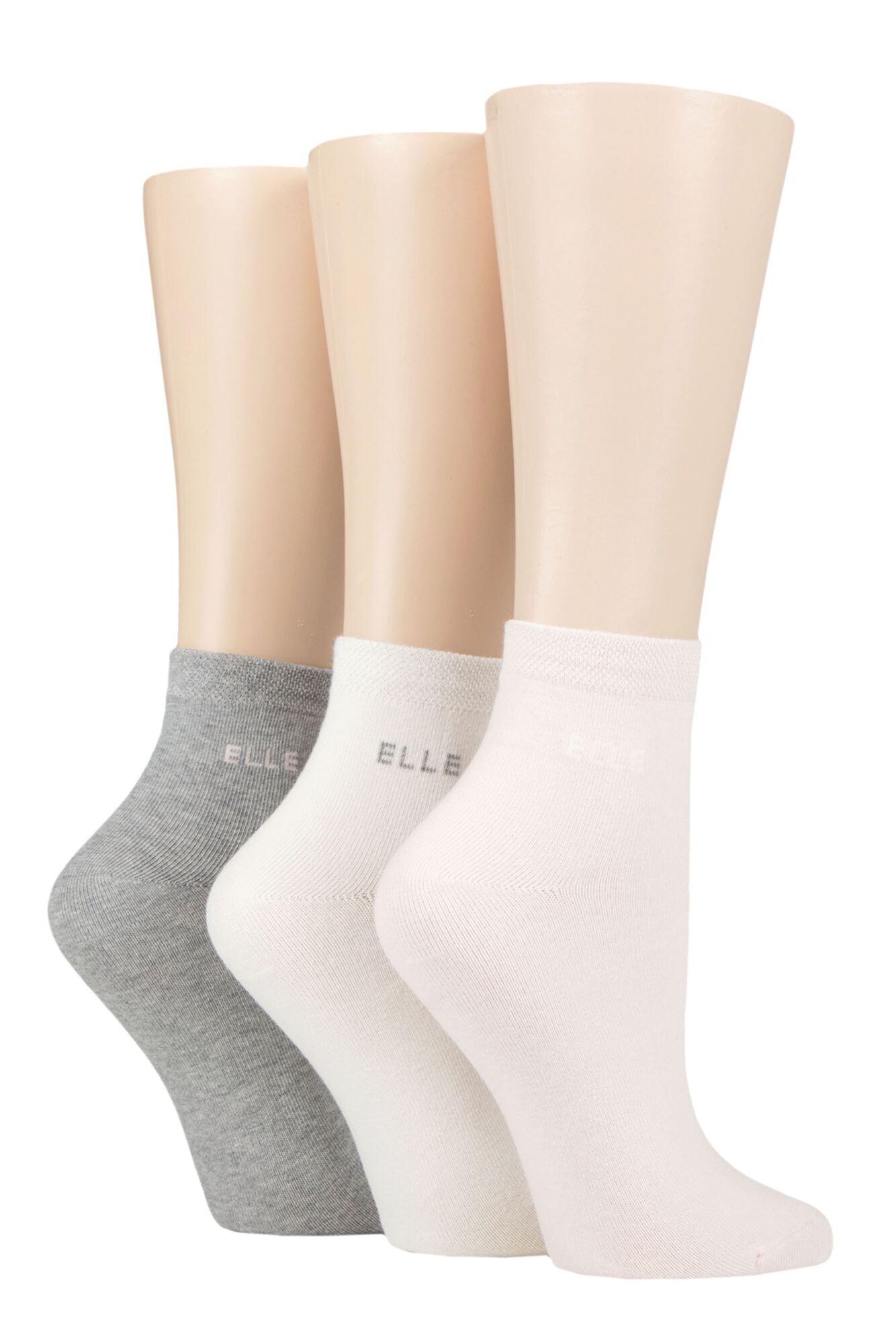 3 Pair Plain, Striped and Patterned Cotton Anklets Ladies - Elle