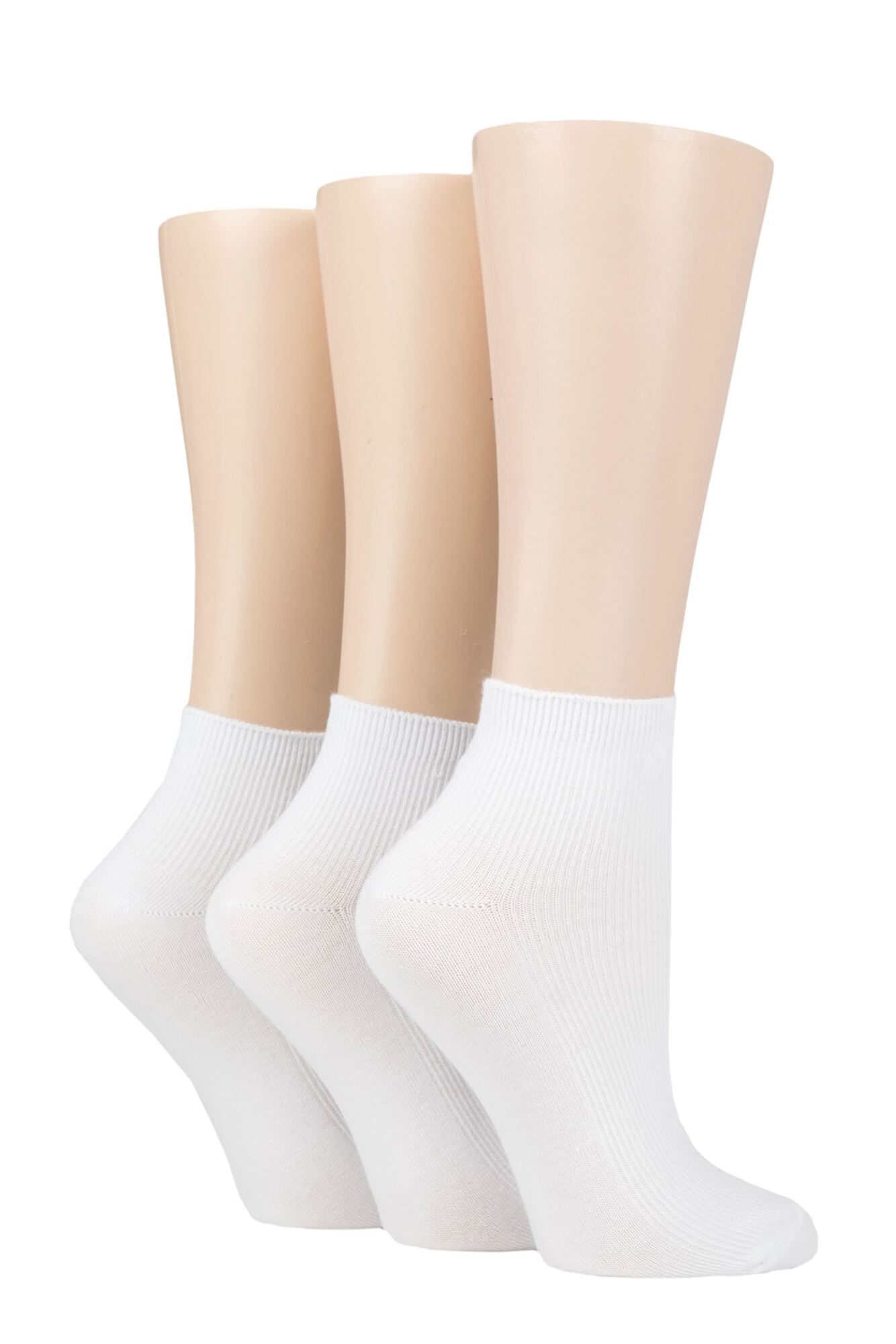 Ladies 3 Pair Elle Ribbed Bamboo Ankle Socks