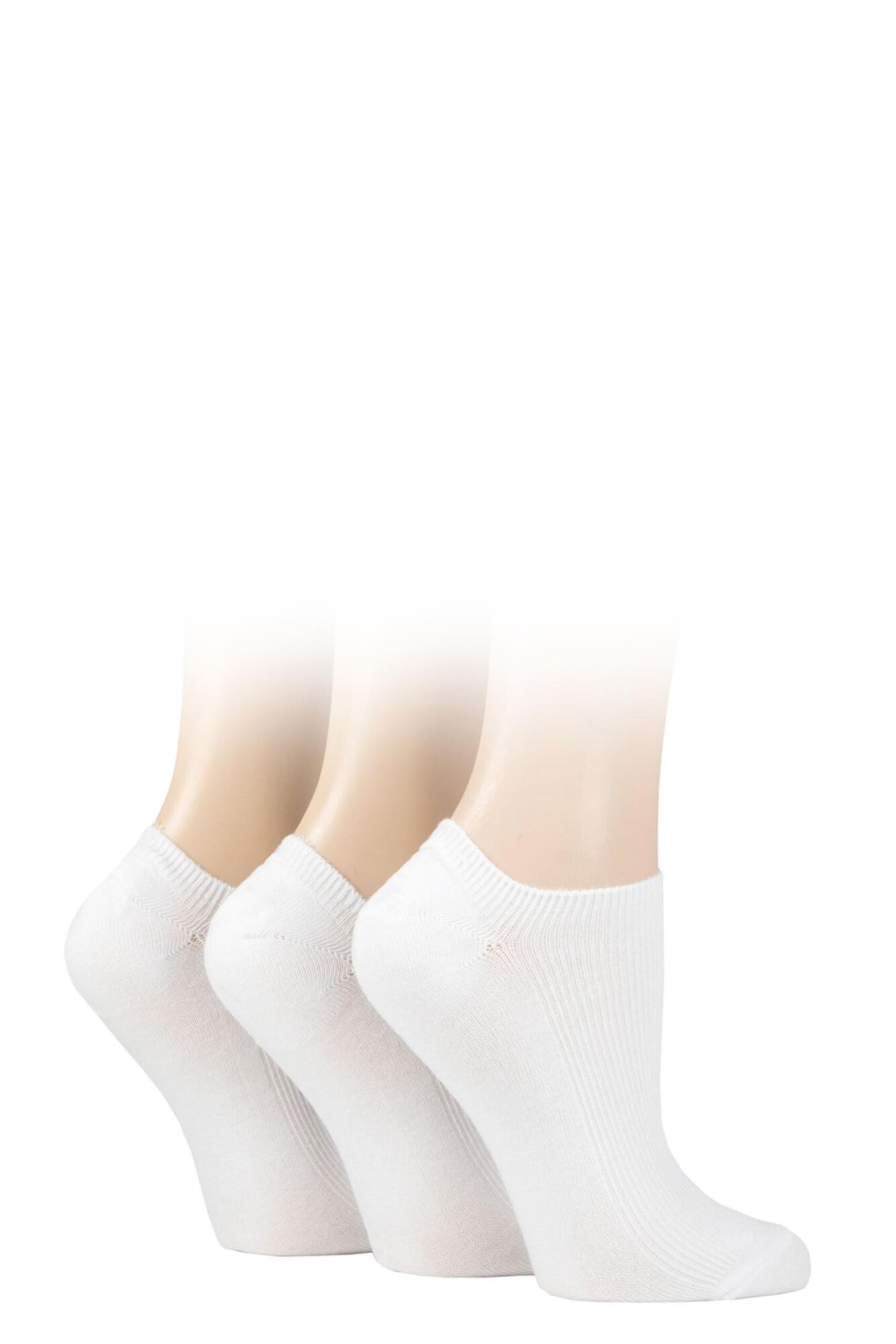 Ladies 3 Pair Elle Bamboo Ribbed No Show Socks