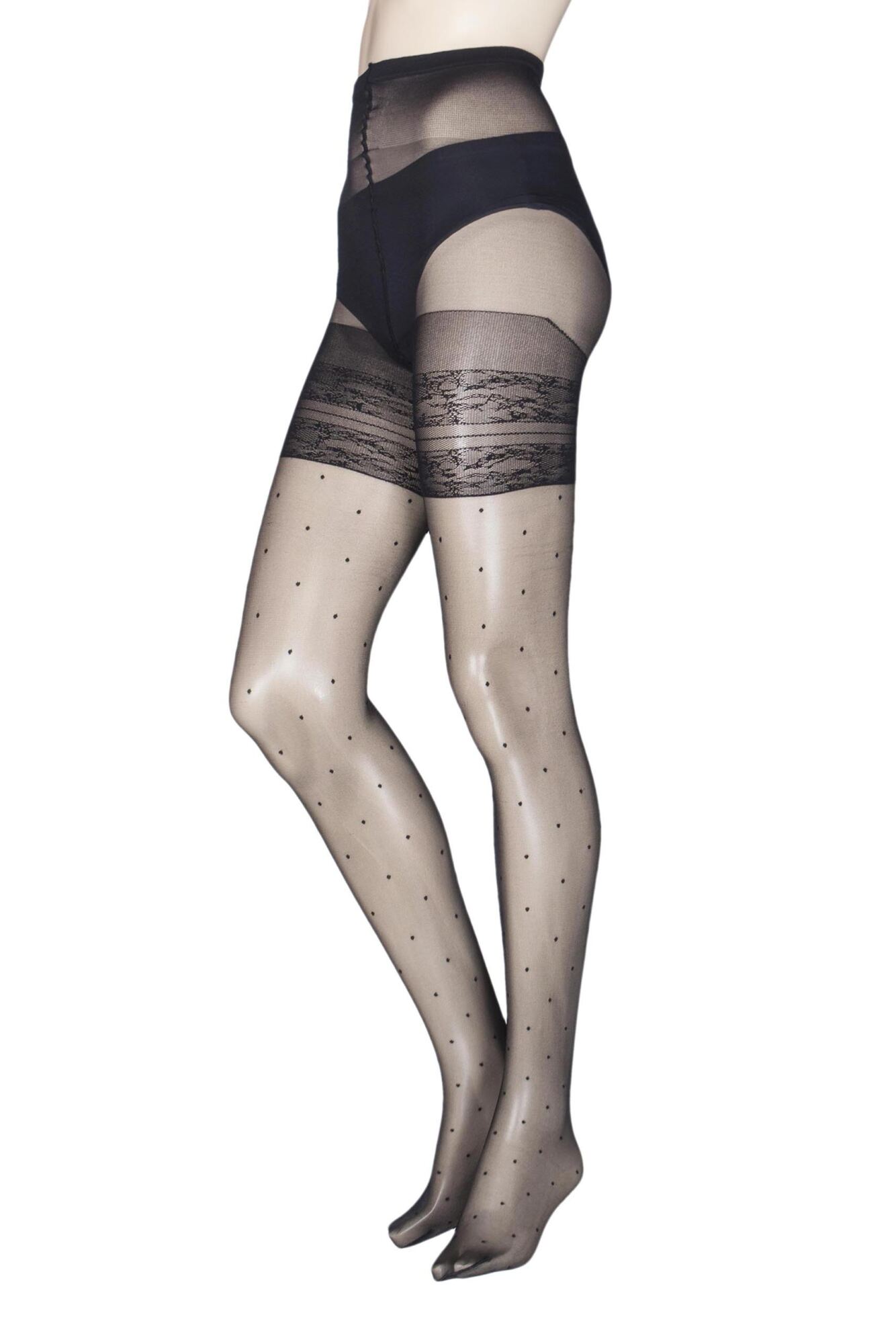 1 Pair Tamarindo Curvy Spotted Tights Ladies - Trasparenze