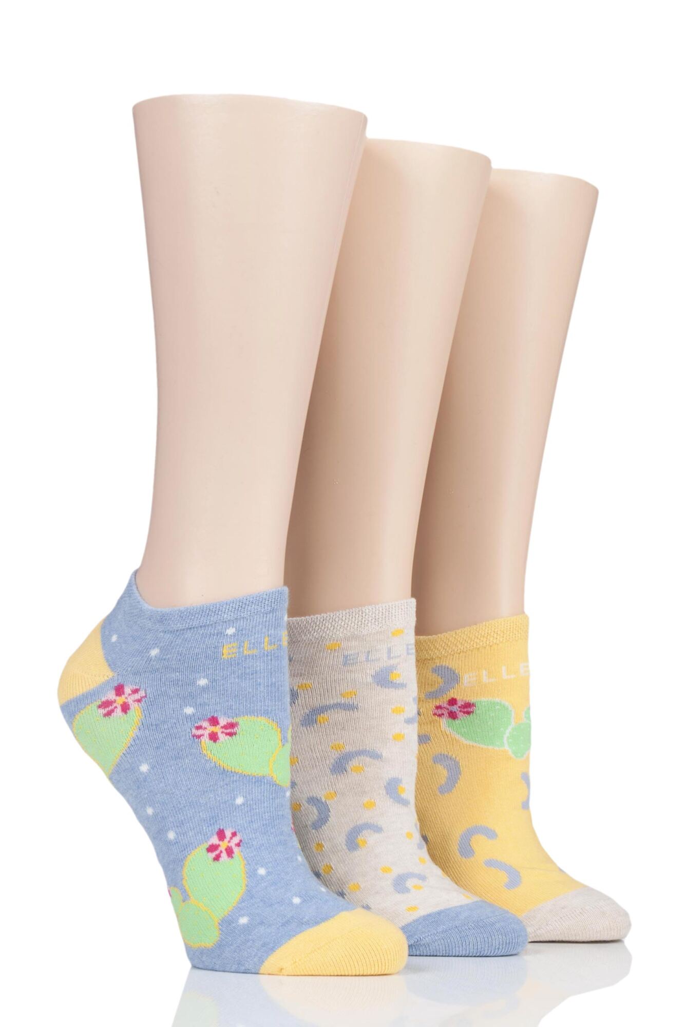 Ladies Elle Patterned Cotton No Show Socks