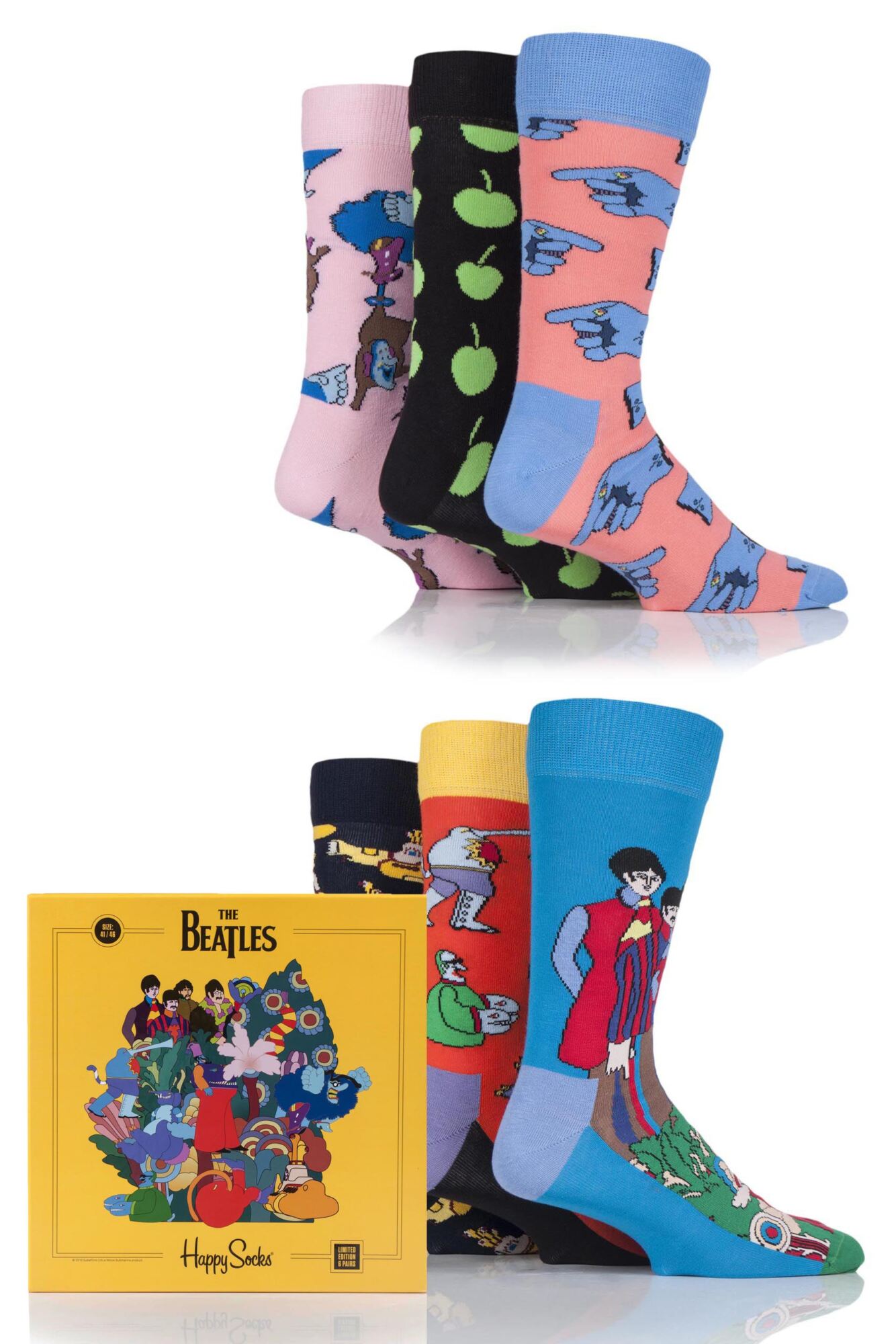 6 Pair and The Beatles LP Collector's Box Cotton Socks Gift Box Unisex - Happy Socks