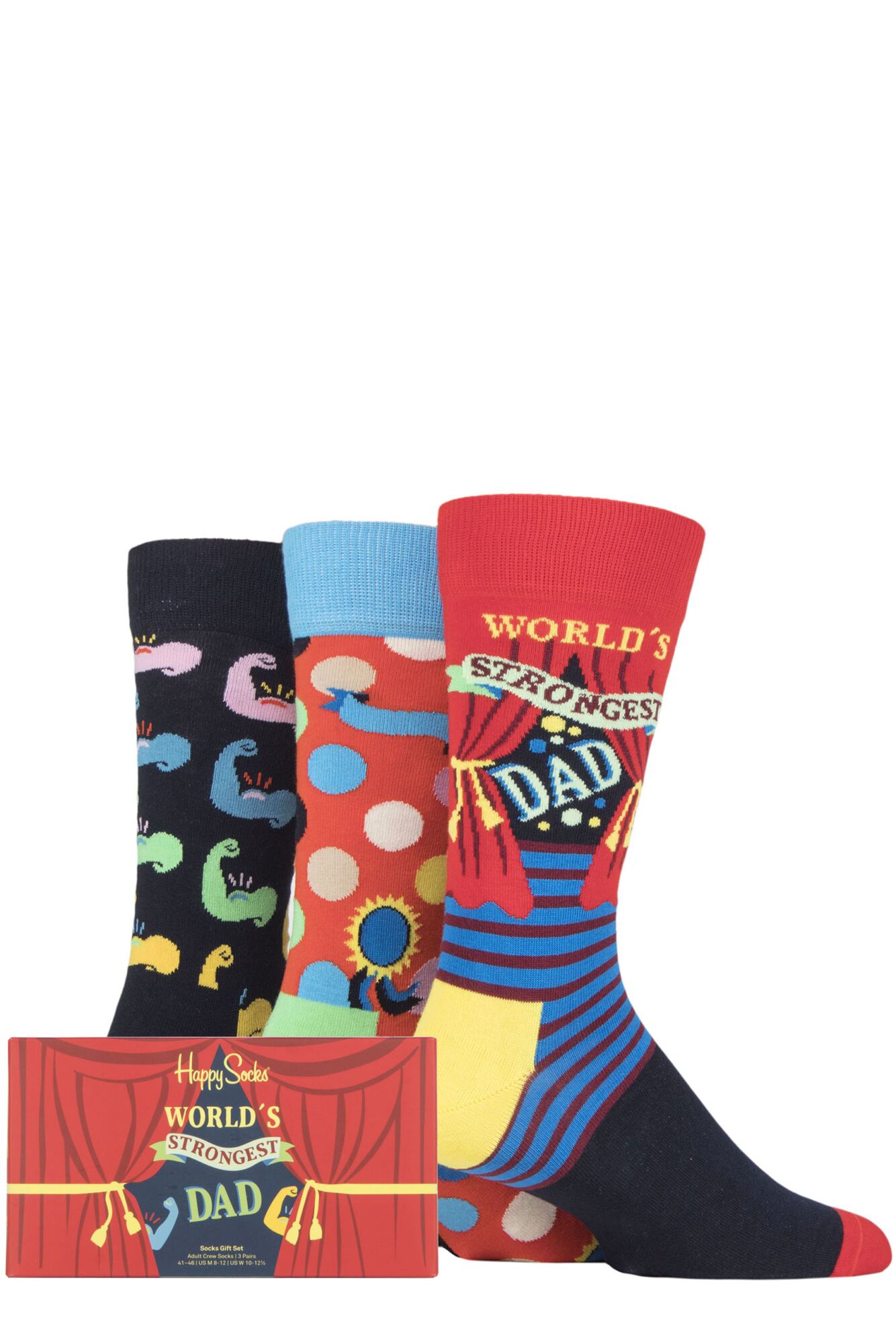Mens 3 Pair Happy Socks Fathers Day Gift Boxed Cotton Socks