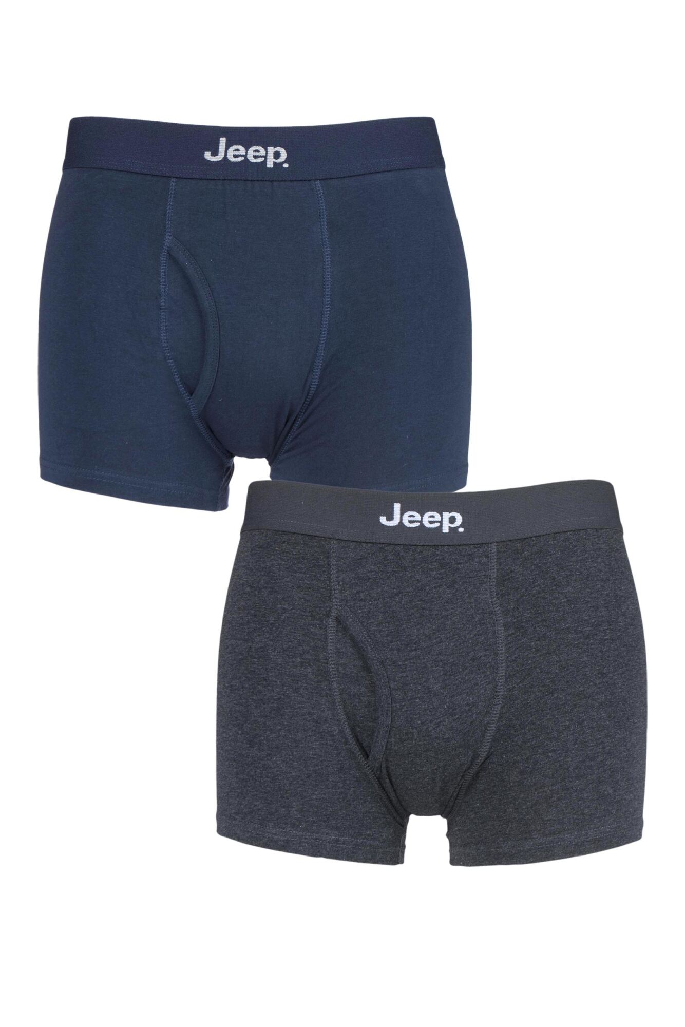 2 Pack Cotton Plain Fitted Key Hole Trunk Boxer Shorts Men's - Jeep