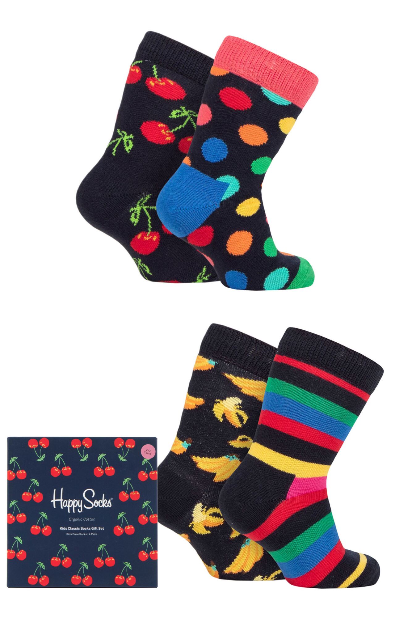 Boys and Girls 4 Pair Happy Socks Gift Boxed Classic Socks