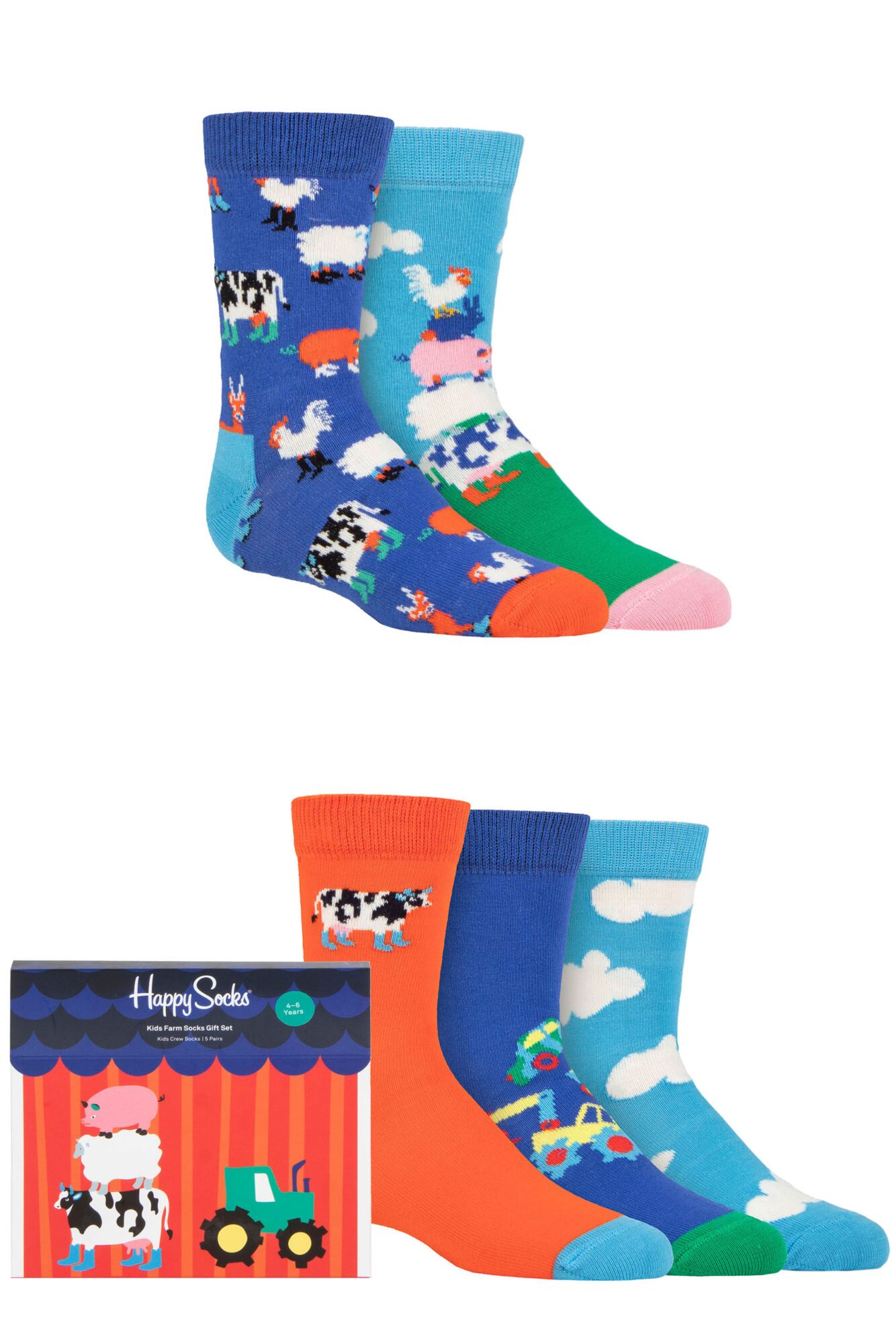 Kids 5 Pair Happy Socks Farm Socks Gift Set