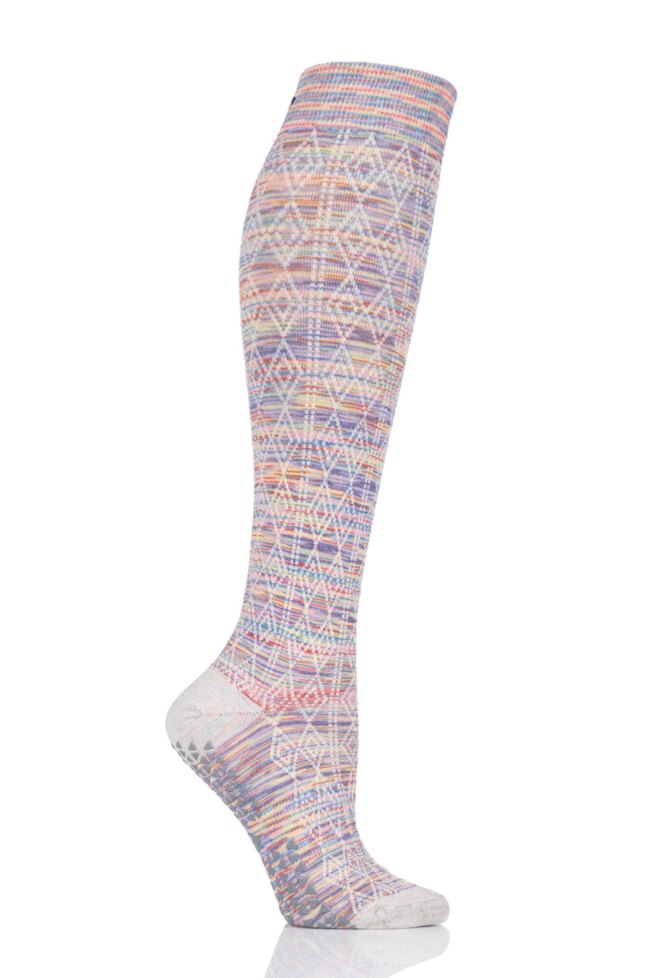 1 Pair Full Toe Organic Cotton Patterned Knee High Socks Ladies - Tavi Noir