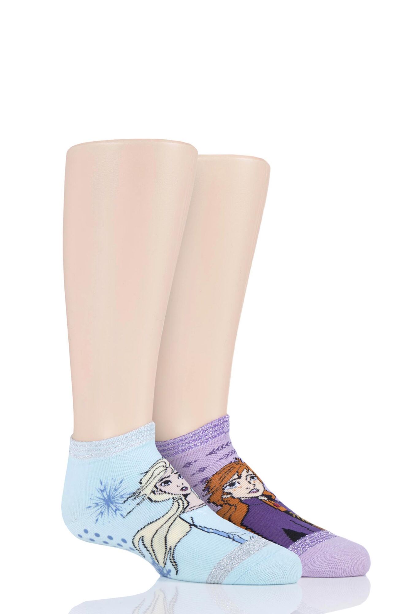 2 Pair with Disney Tiny Soles Frozen Gripper Socks Kids Unisex - Tavi Noir