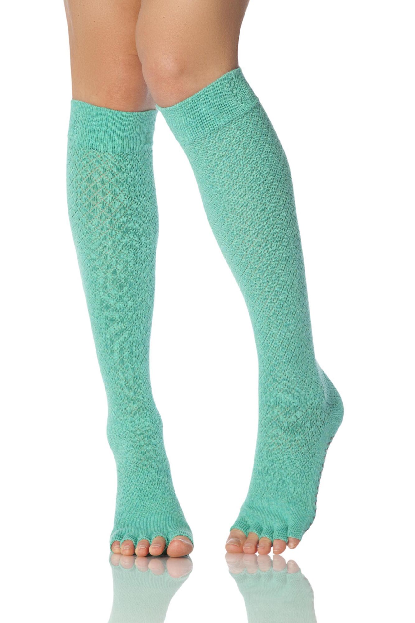 1 PAIR SCRUNCH HALF TOE ORGANIC COTTON FISHNET KNEE HIGH SOCKS LADIES - TOESOX