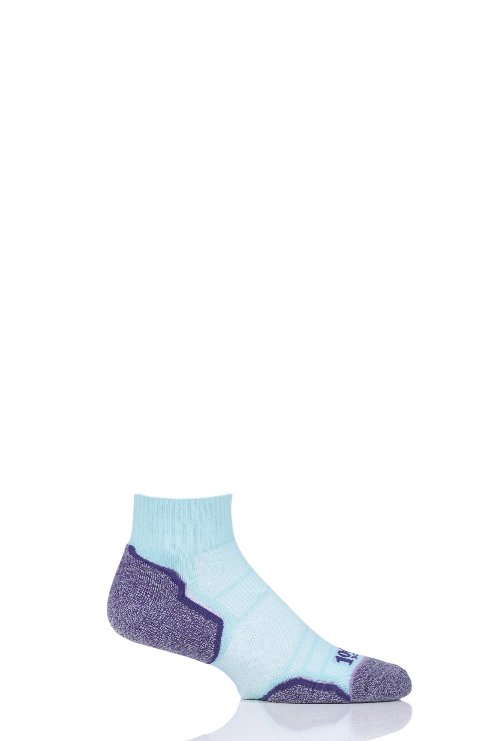 Image of 1 Pair Mint/Purple Breeze Double Layered Ankle Socks with Nilit Breeze Technology Ladies 3-5.5 Ladies - 1000 Mile