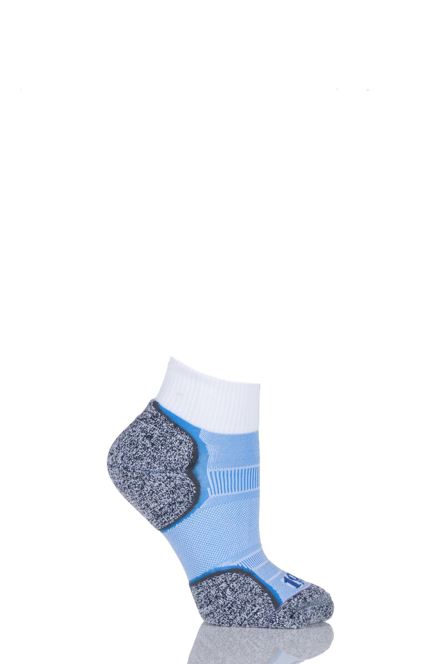 Image of 1 Pair White / Blue Breeze Double Layered Ankle Socks with Nilit Breeze Technology Ladies 3.5-5 Ladies - 1000 Mile