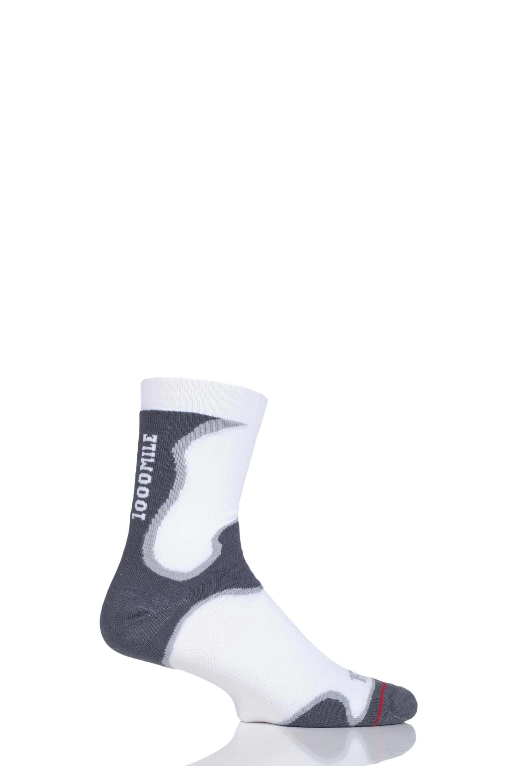 Image of 1 Pair White Athletic Fusion Socks Unisex 3-5.5 Ladies - 1000 Mile
