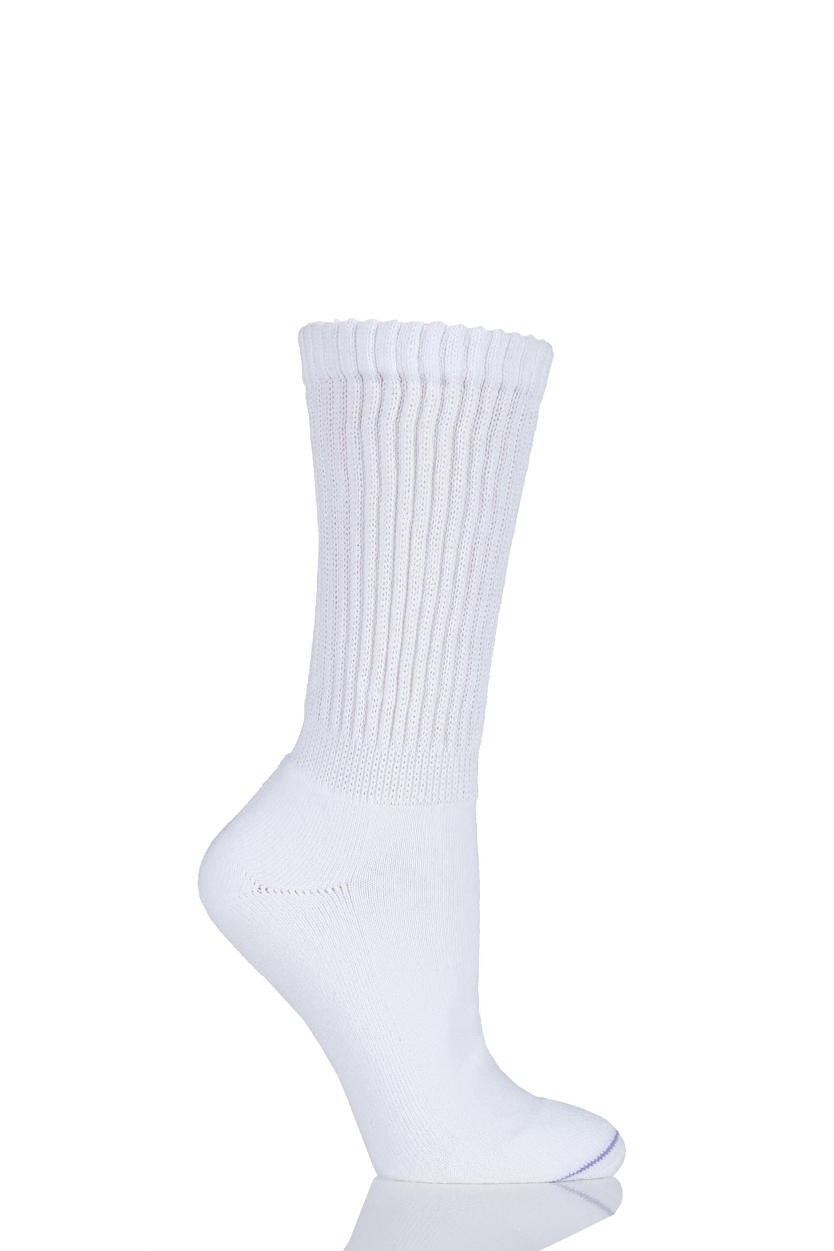 Image of 1 Pair White Foothealth Tactel Diabetic Socks Ladies 6-8.5 Ladies - 1000 Mile
