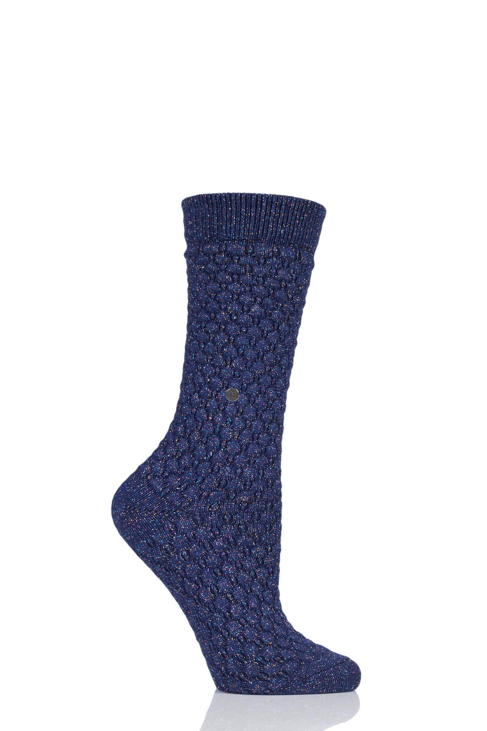 Image of 1 Pair Blue Lurex Boot Socks Ladies 3.5-7 Ladies - Burlington