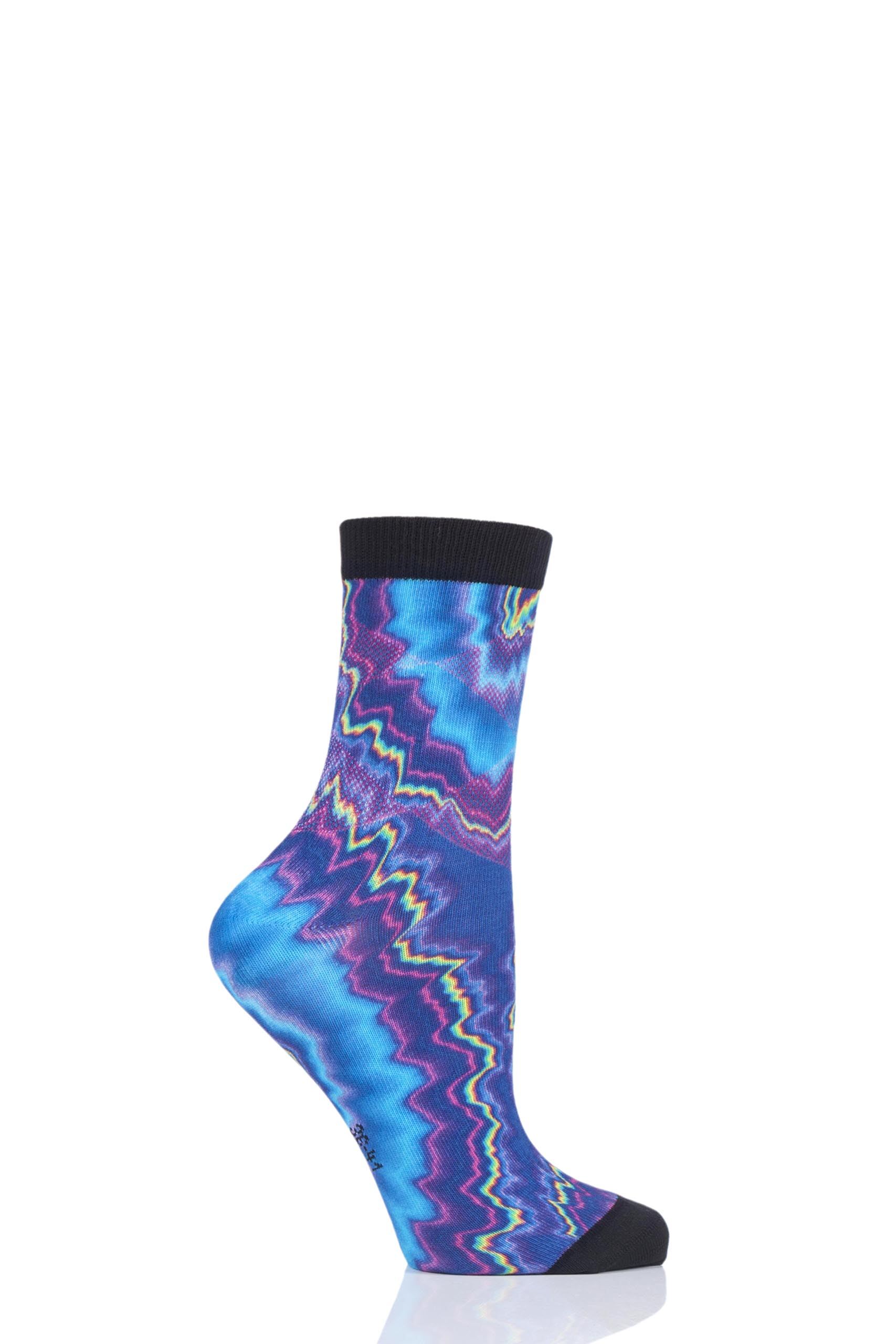 Image of 1 Pair Blue Hippie Girl Tie Dye Cotton Socks Ladies 3.5-7 Ladies - Burlington