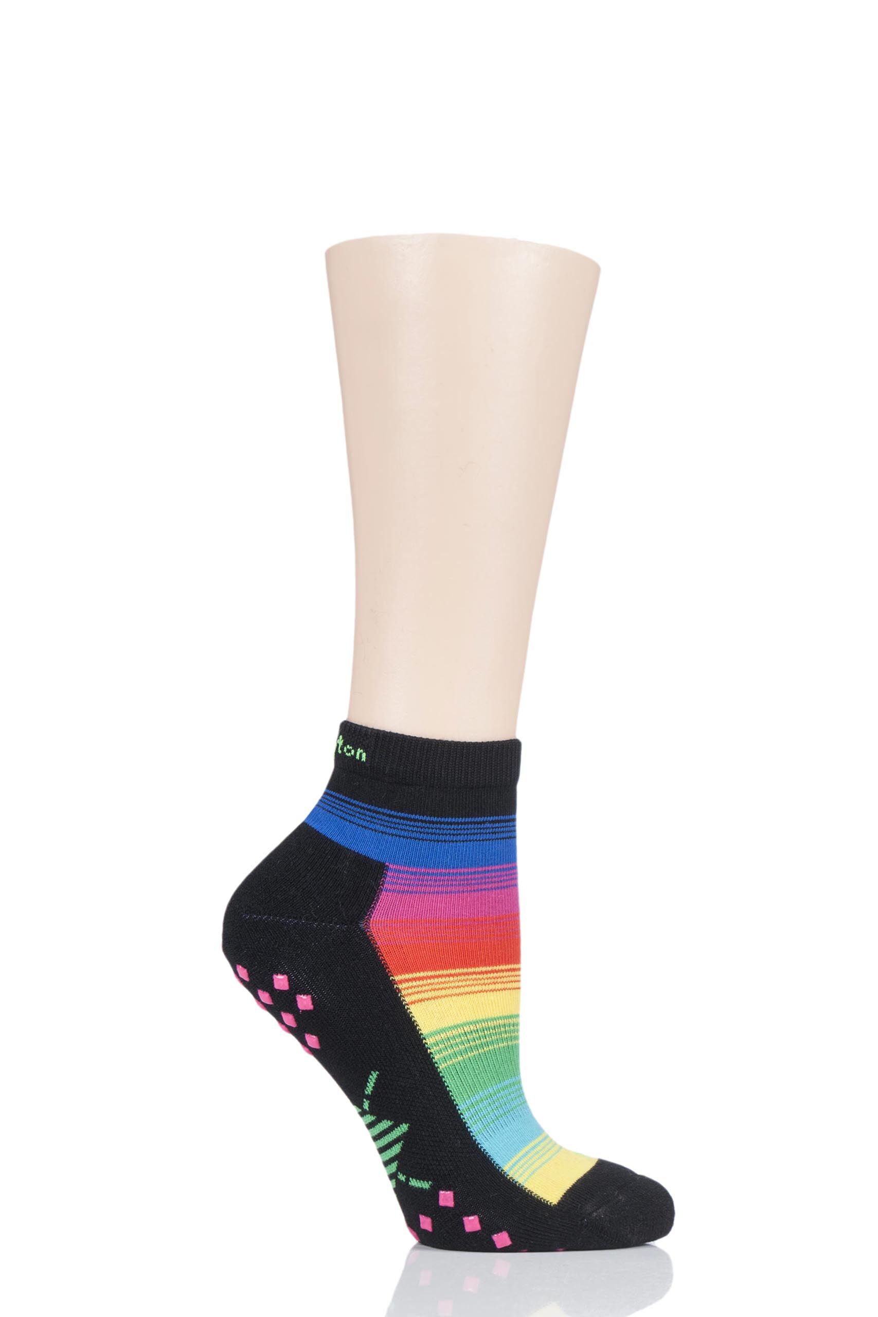 Image of 1 Pair Black Studio Girl Sports Trainer Socks with Grips Ladies 3.5-7 Ladies - Burlington