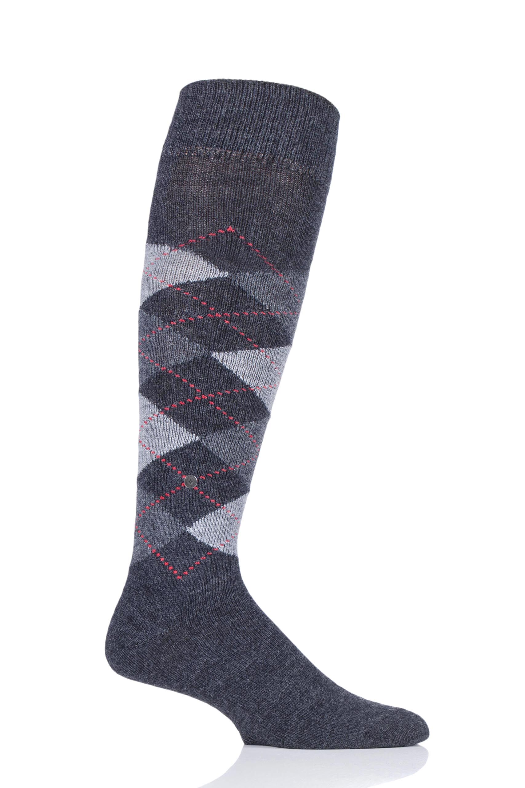 Image of 1 Pair Black / Grey Preston Soft Acrylic Knee High Socks Men's 6.5-11 Mens - Burlington