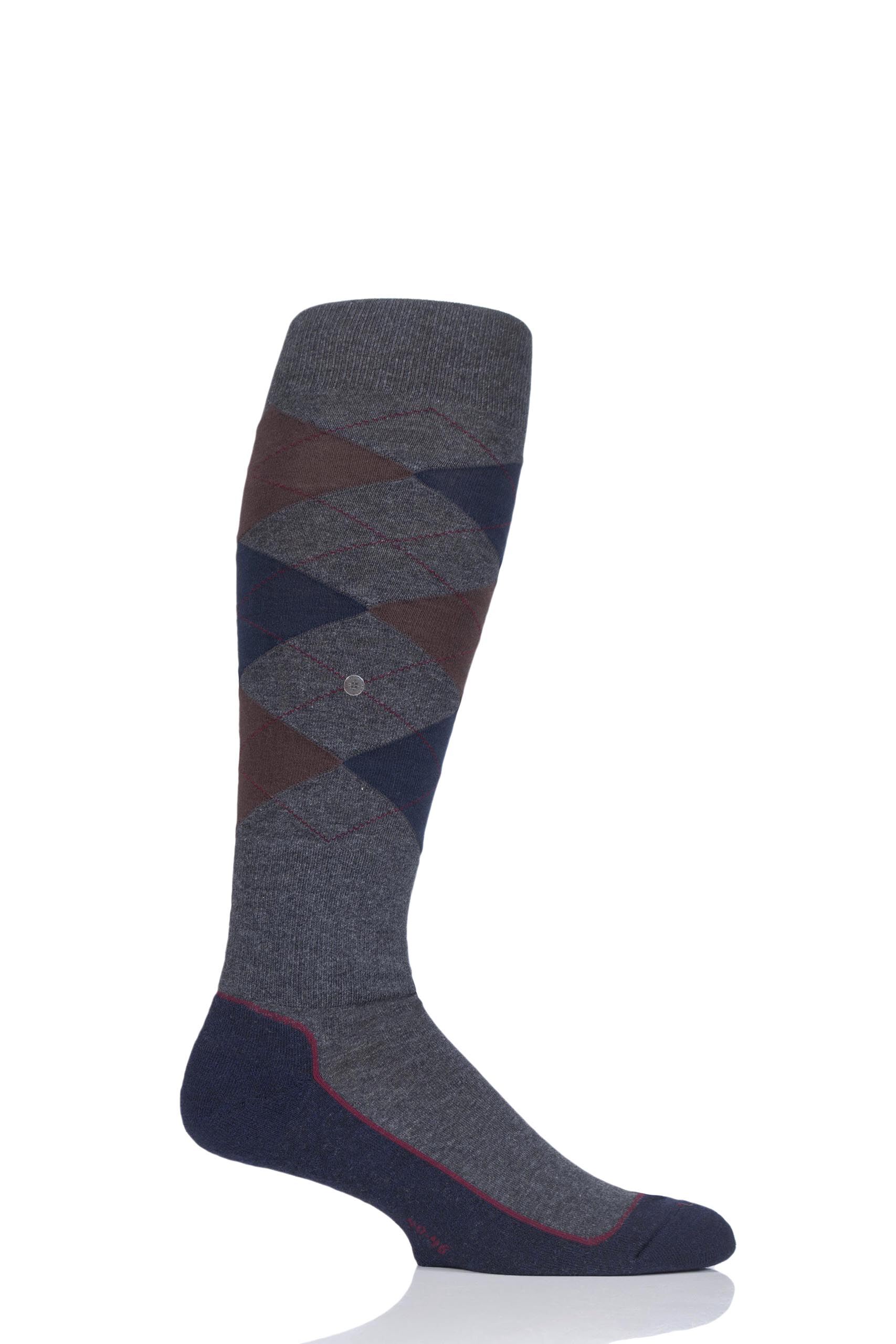 Image of 1 Pair Charcoal Hackney Riding Knee High Socks Men's 6.5-11 Mens - Burlington