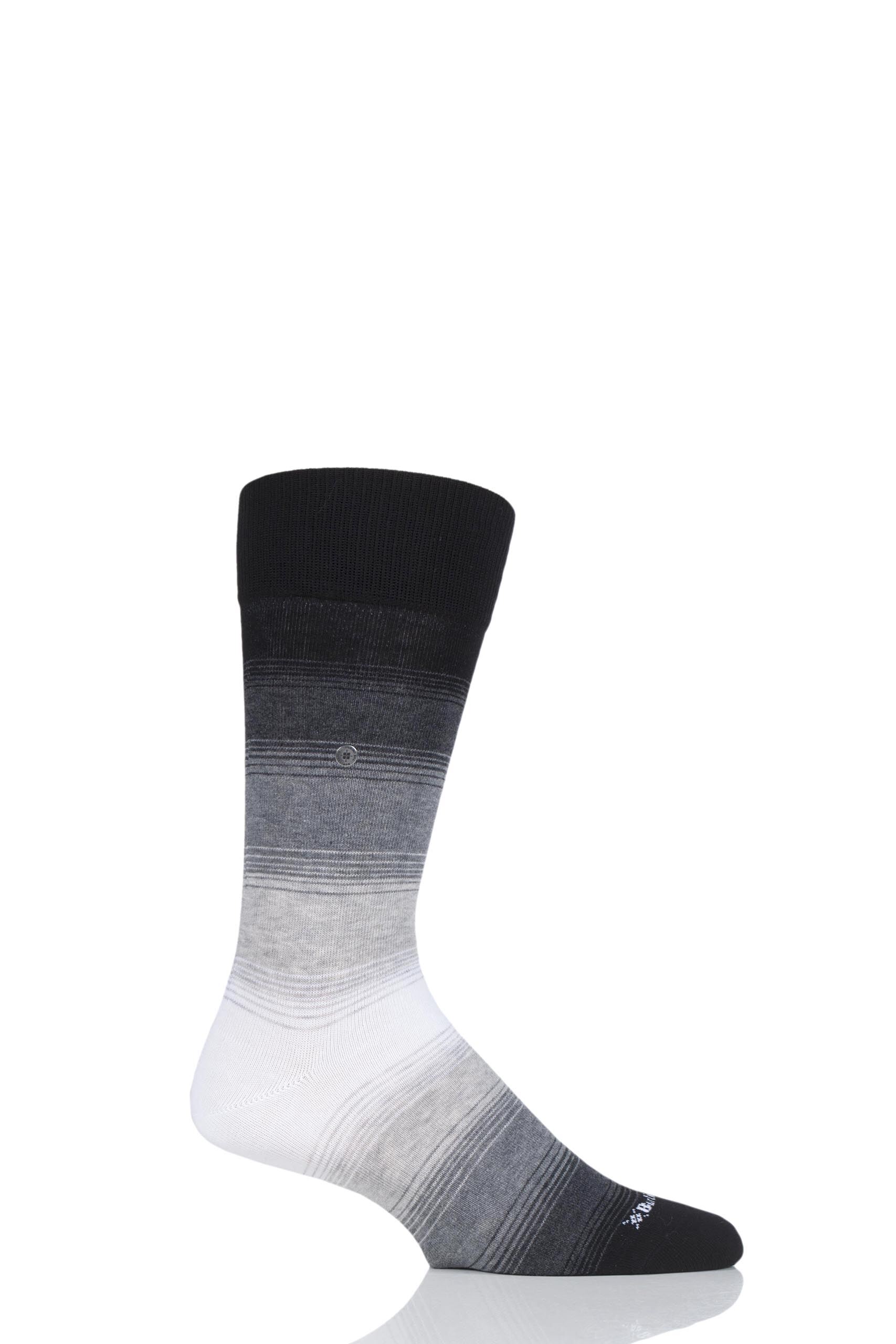 Image of 1 Pair Black Ombre Stripe Cotton Socks Men's 6.5-11 Mens - Burlington
