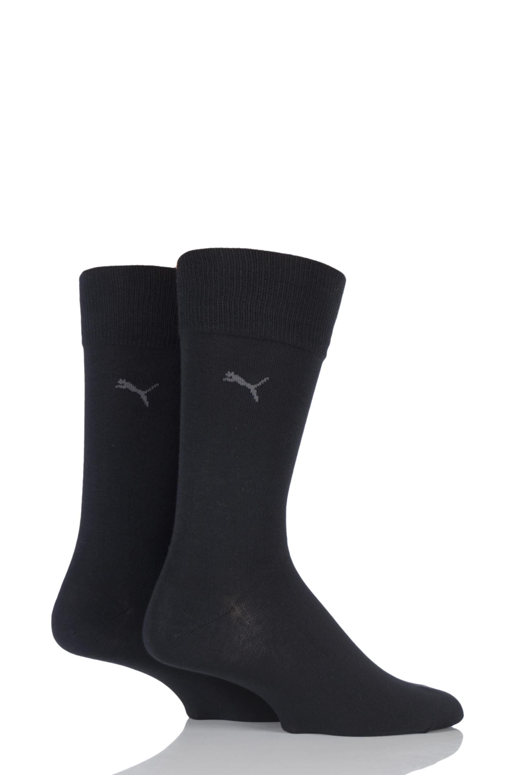 Image of 2 Pair Black Everyday Classic Cotton Socks Men's 9-11 Mens - Puma