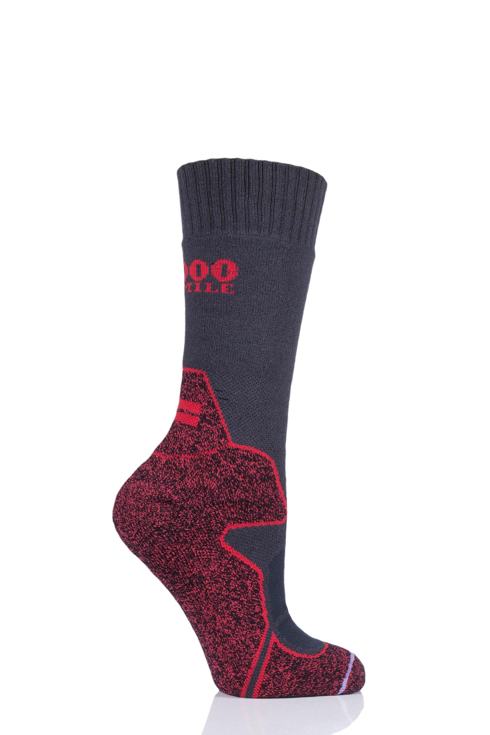 Image of 1 Pair Charcoal / Red Heat Walking Sock Unisex 6-8.5 Ladies - 1000 Mile