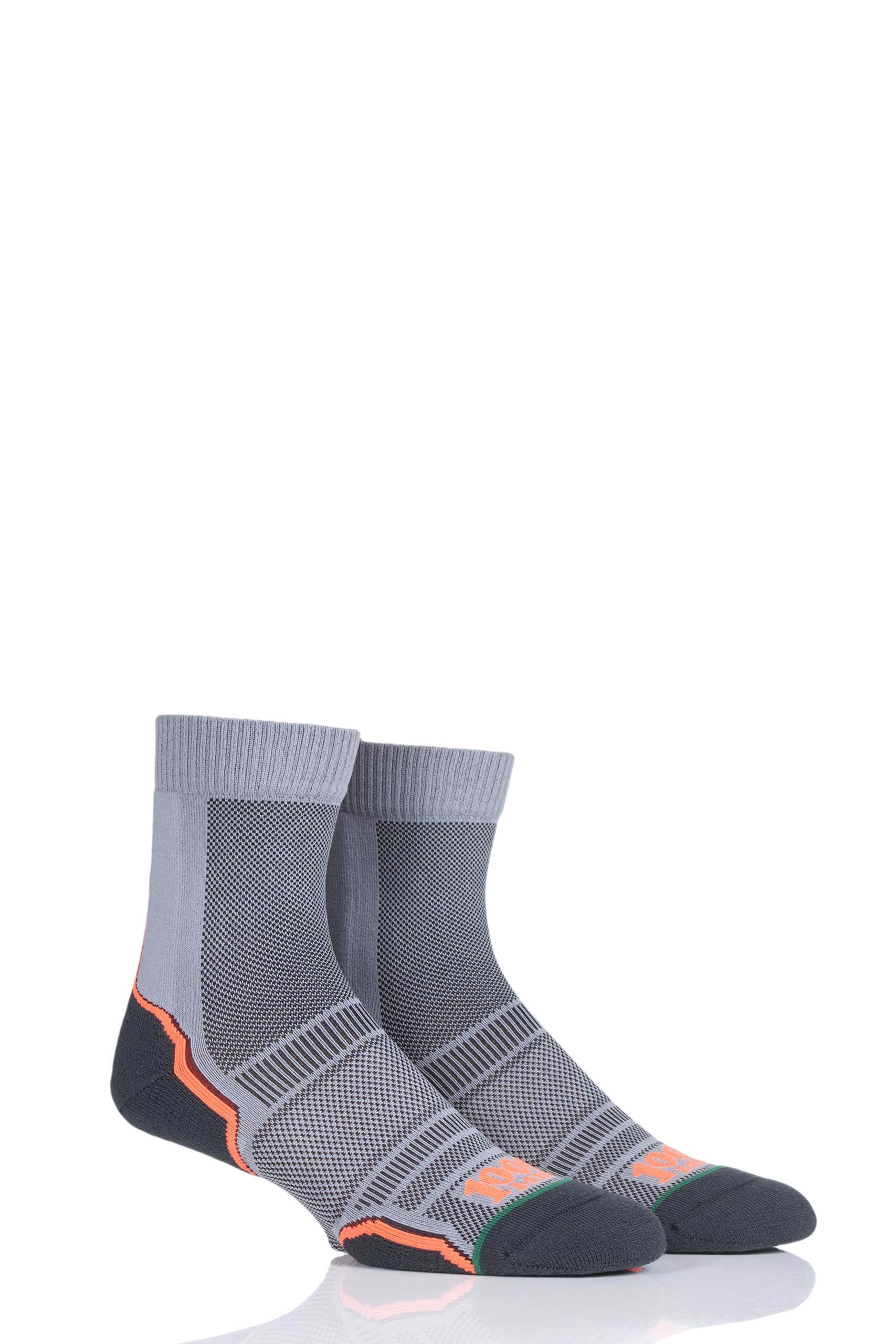 Image of 2 Pair Grey Trail Sock Unisex 6-8.5 Ladies - 1000 Mile