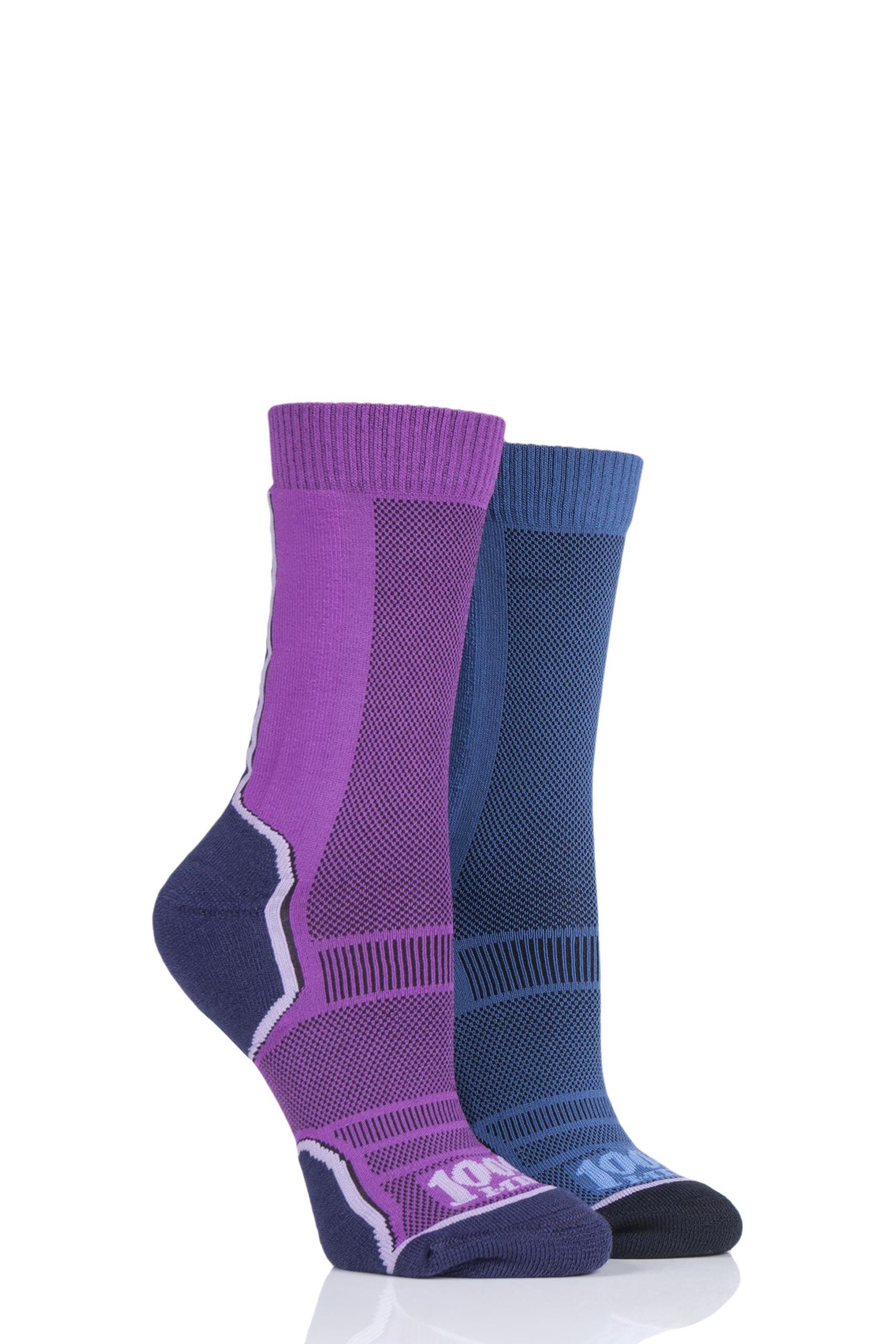 Image of 2 Pair Navy / Purple Trek Socks Unisex 3-5.5 Ladies - 1000 Mile