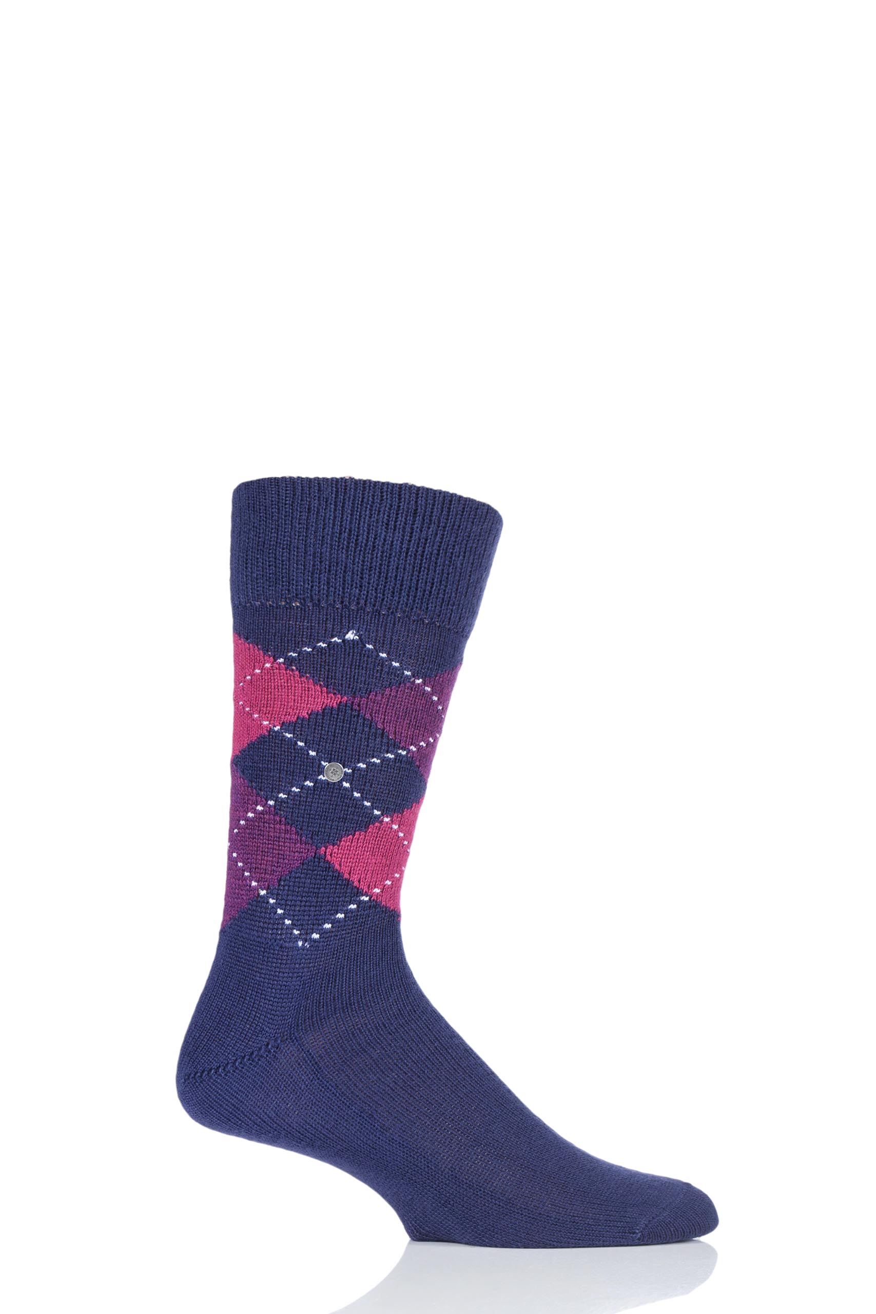 Image of 1 Pair Dark Purple Preston Extra Soft Feeling Argyle Socks Men's 6.5-11 Mens - Burlington