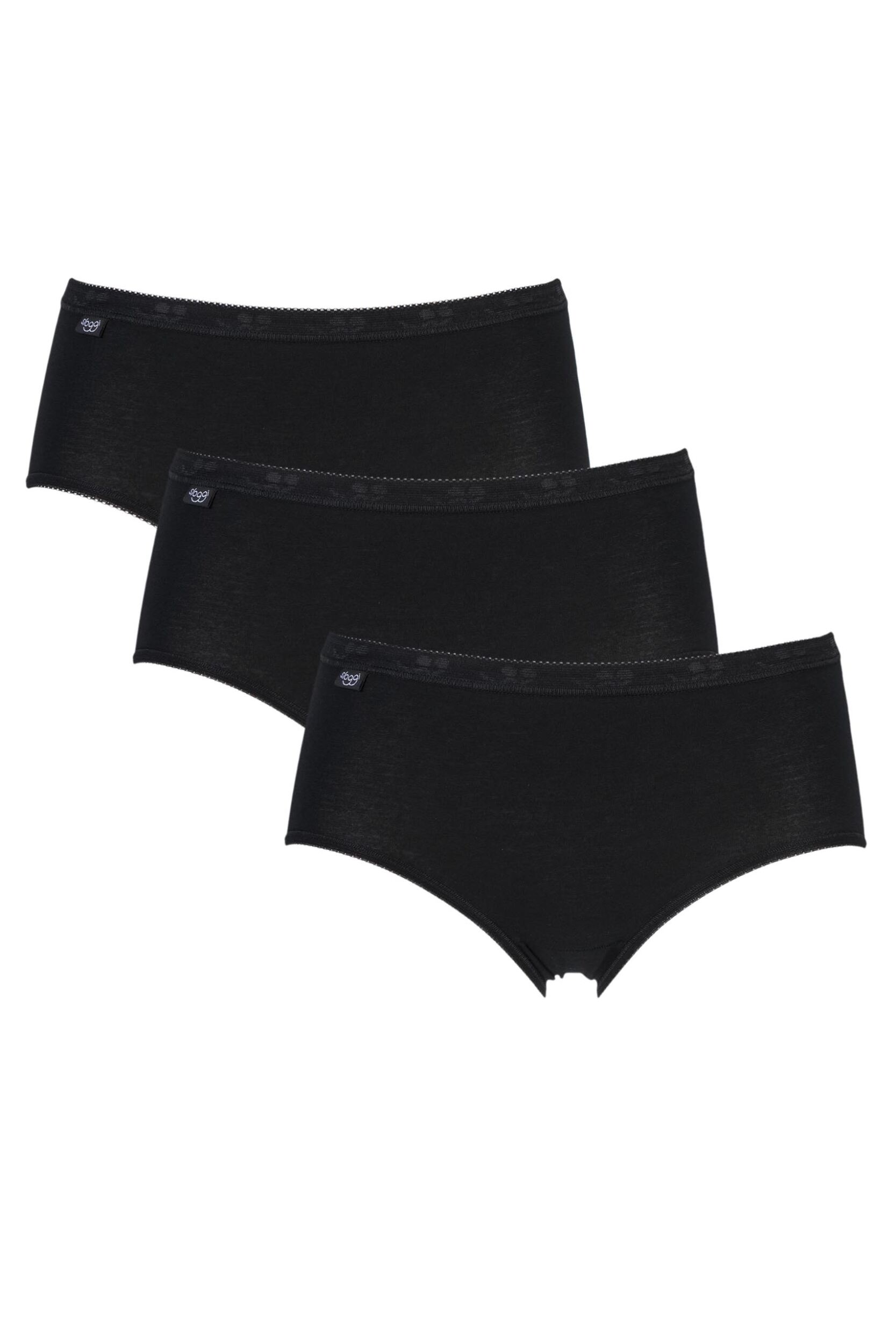 3 Pack Black Basic Midi Briefs Ladies 10 Ladies - Sloggi