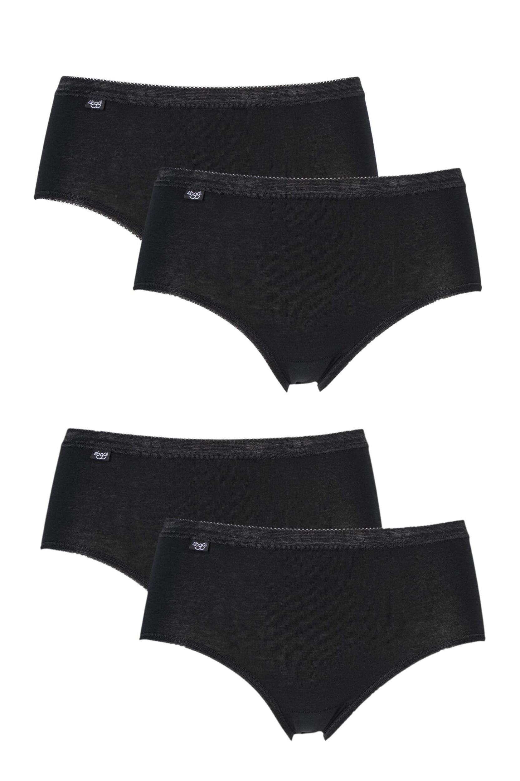 4 Pack Black Basic Midi Briefs Ladies 20 Ladies - Sloggi