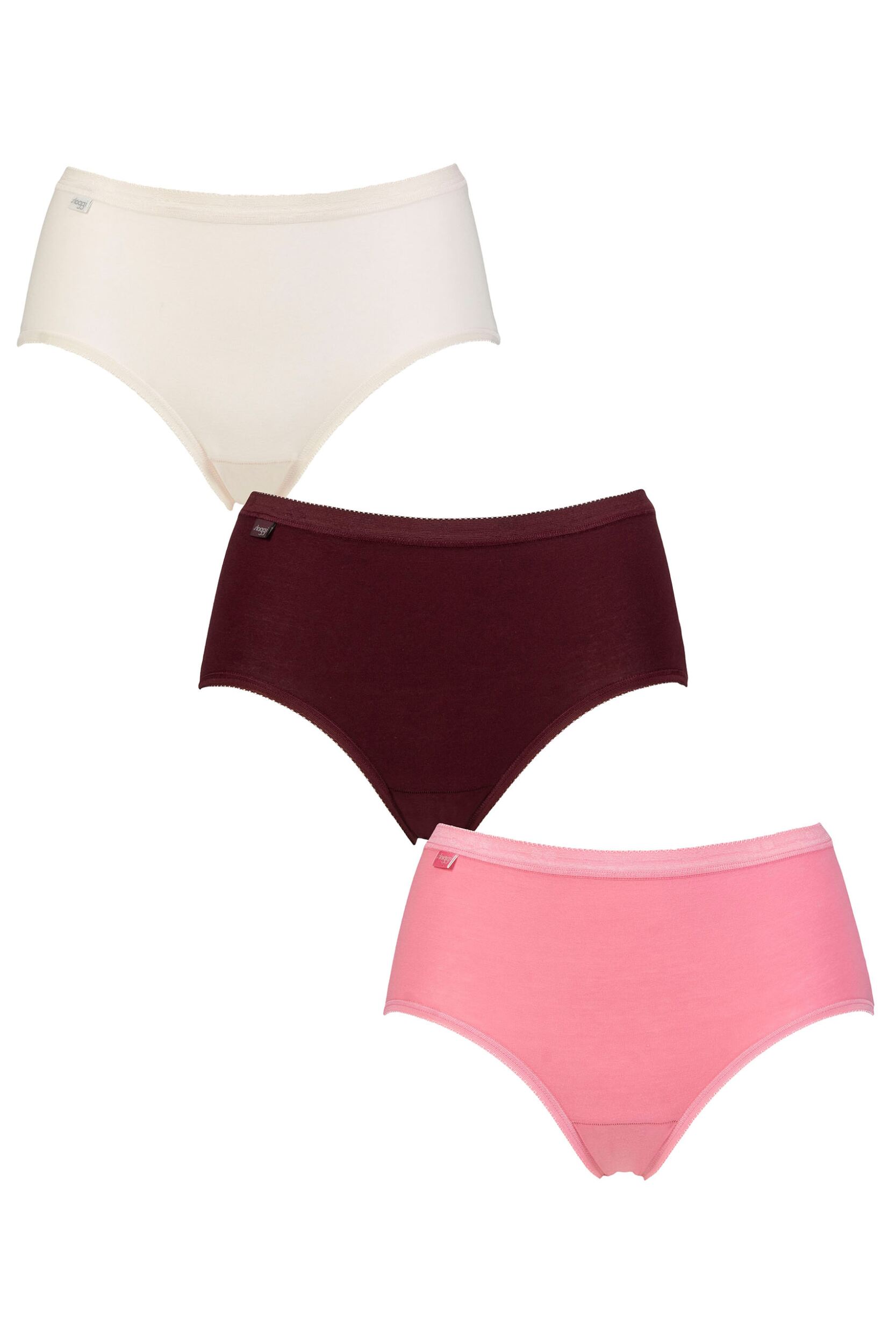 Women's 3 Pair Sloggi Basic Midi Briefs Pink UK 14