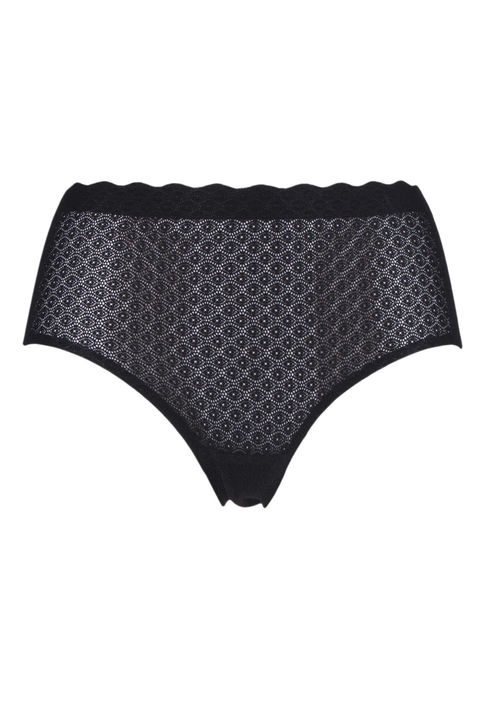 1 Pack Black Zero Feel Seamfree Lace High Waist Briefs Ladies Small - Sloggi