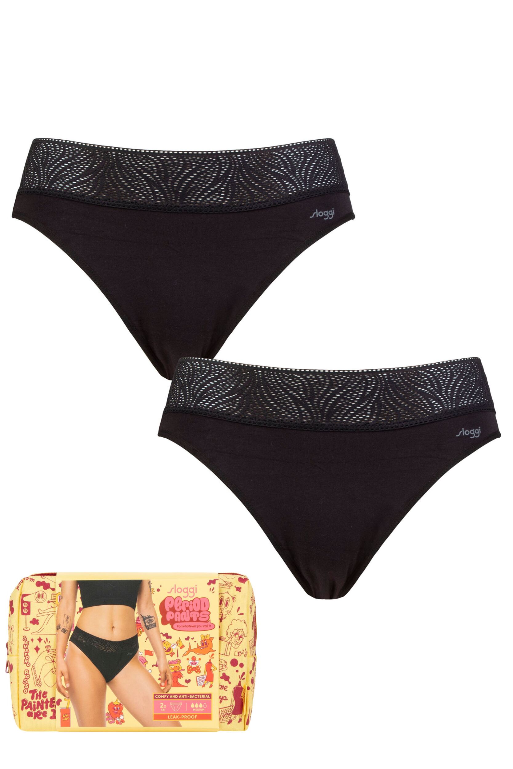 Women's 2 Pack Sloggi Period Pants Tai Medium Black Large